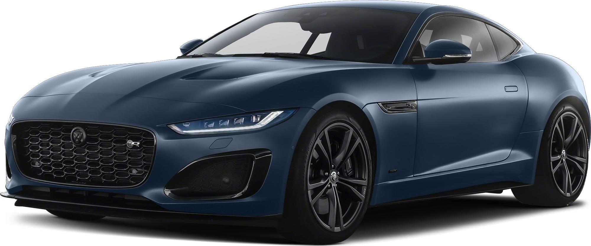 Modern coupe with sharp LED headlights and honeycomb grille