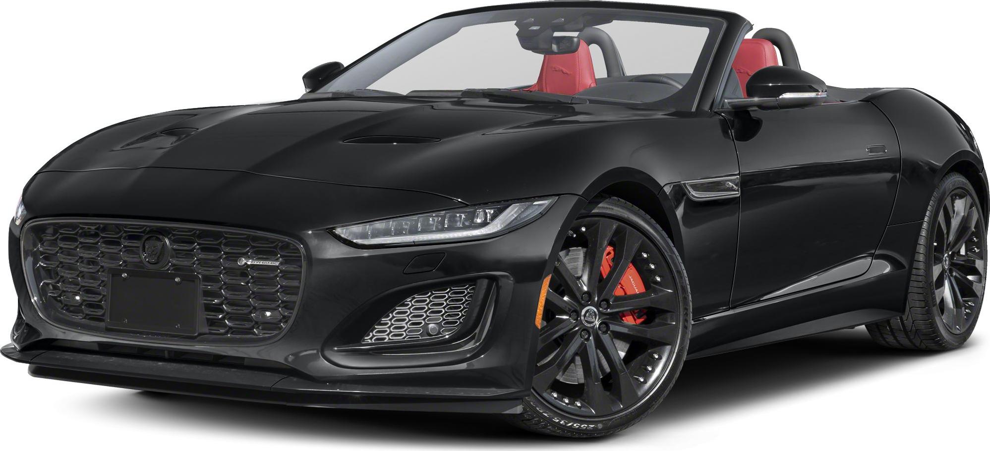 Sleek black convertible with sporty wheels and red brake calipers