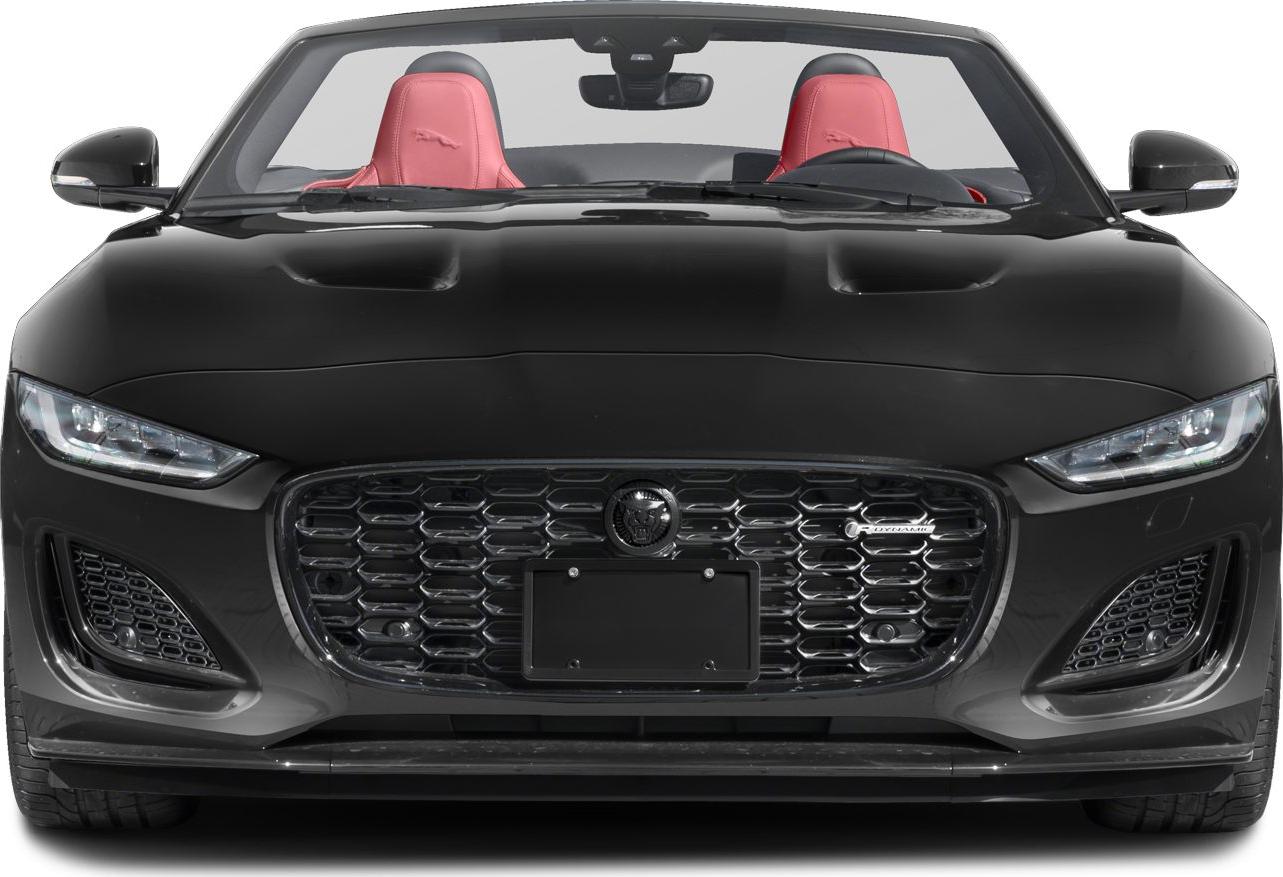 Front view of a convertible with prominent grille and sporty LED headlights