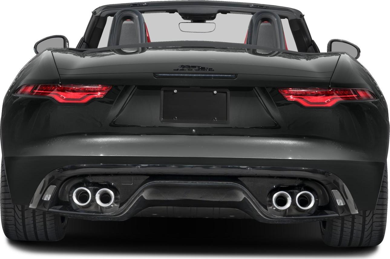 Rear view with distinctive taillights and quad exhausts of a sports convertible