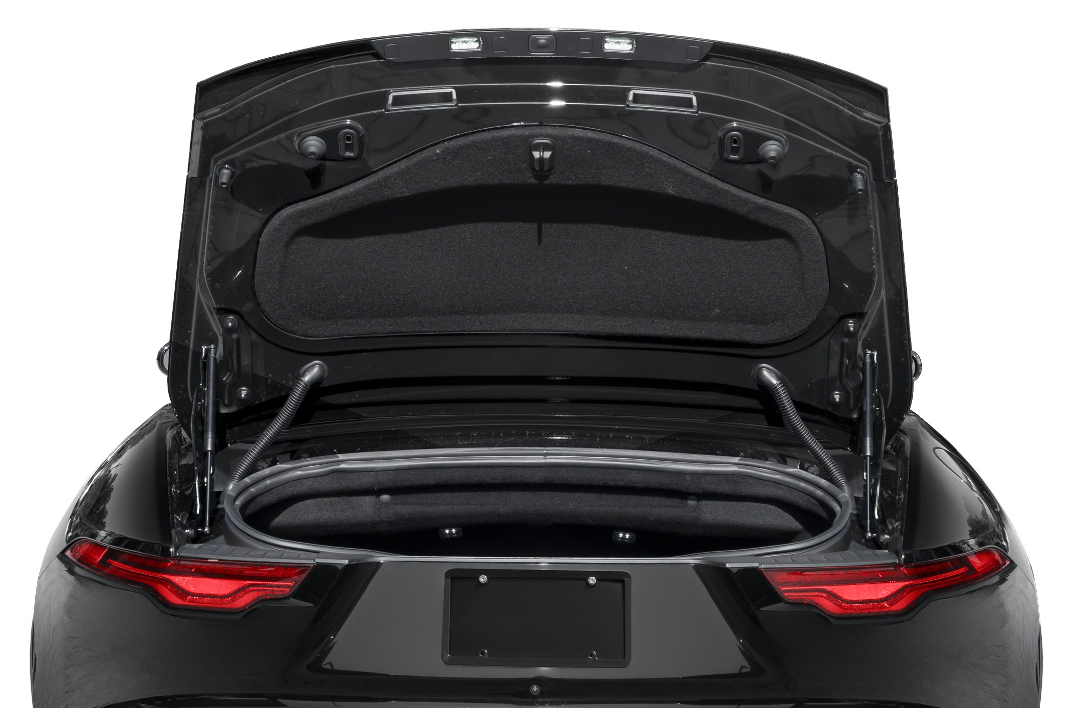 Open trunk and rear LED taillights of a luxury convertible