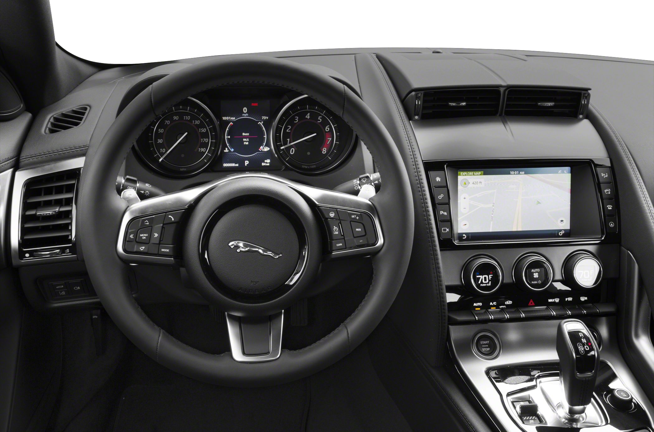 Leather steering wheel, digital instrument cluster, touchscreen infotainment