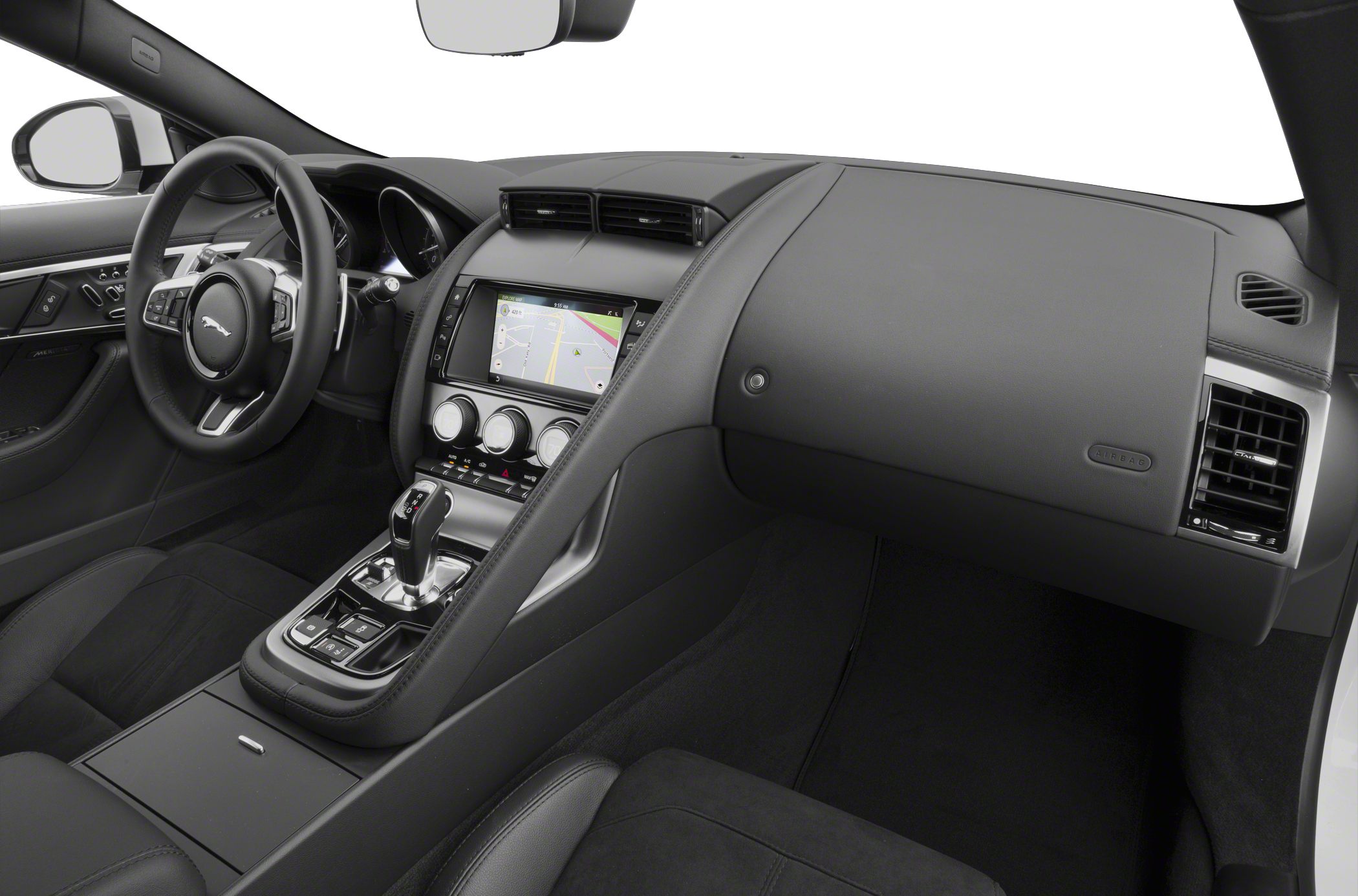 Modern dashboard and center console with infotainment system