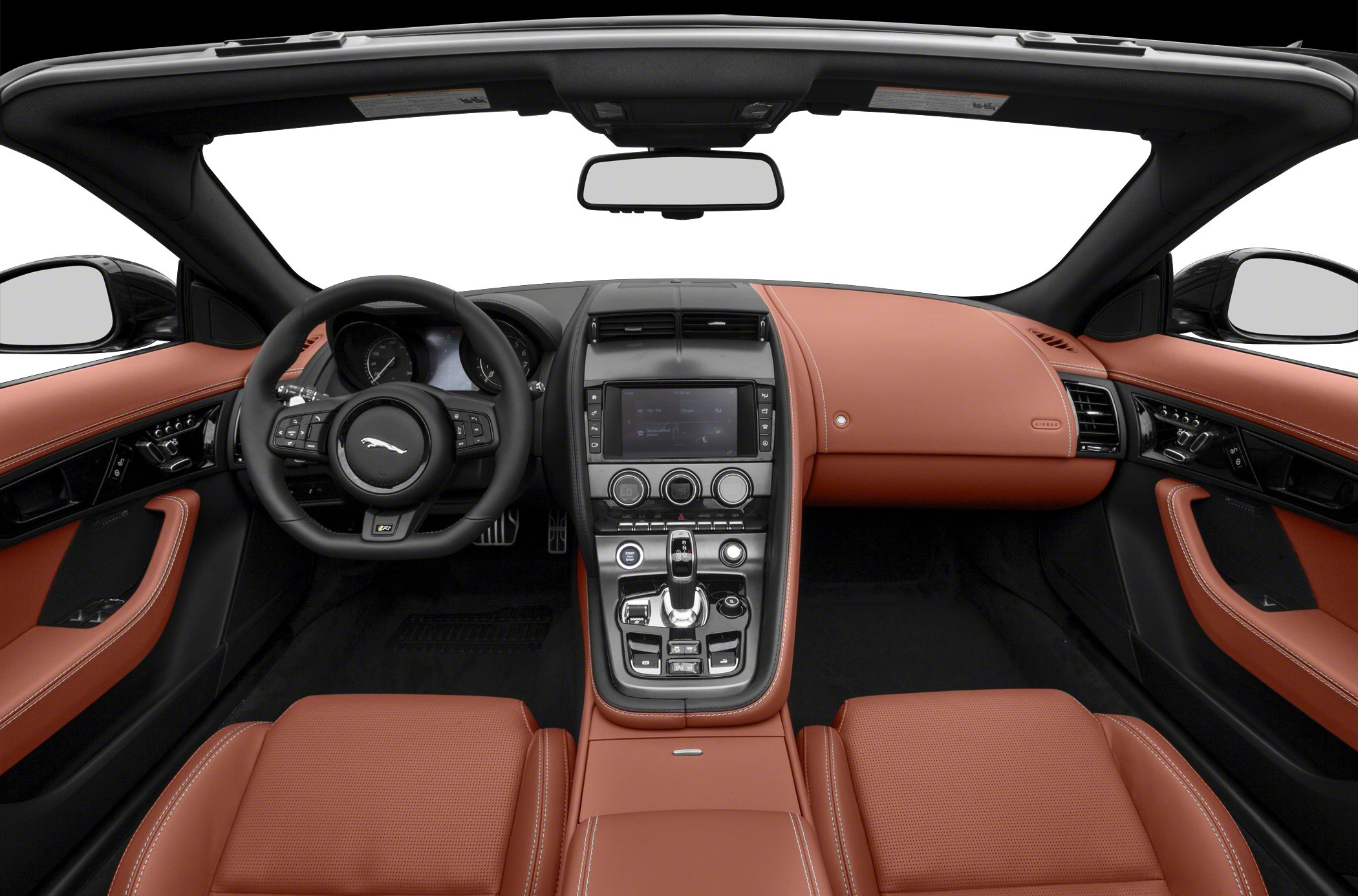 Sporty luxury convertible dashboard and steering wheel interior