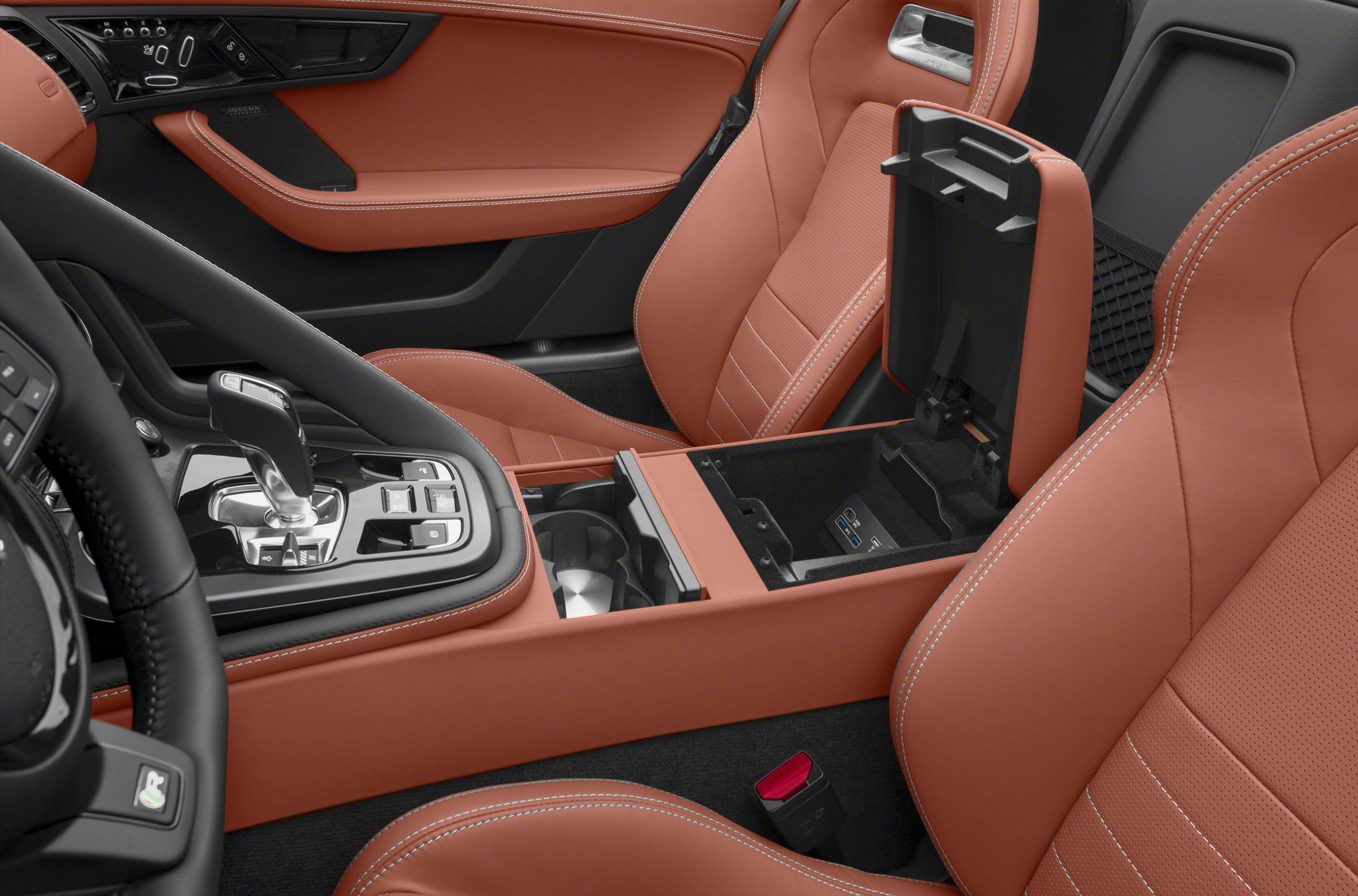 Leather seats and center console with storage compartment