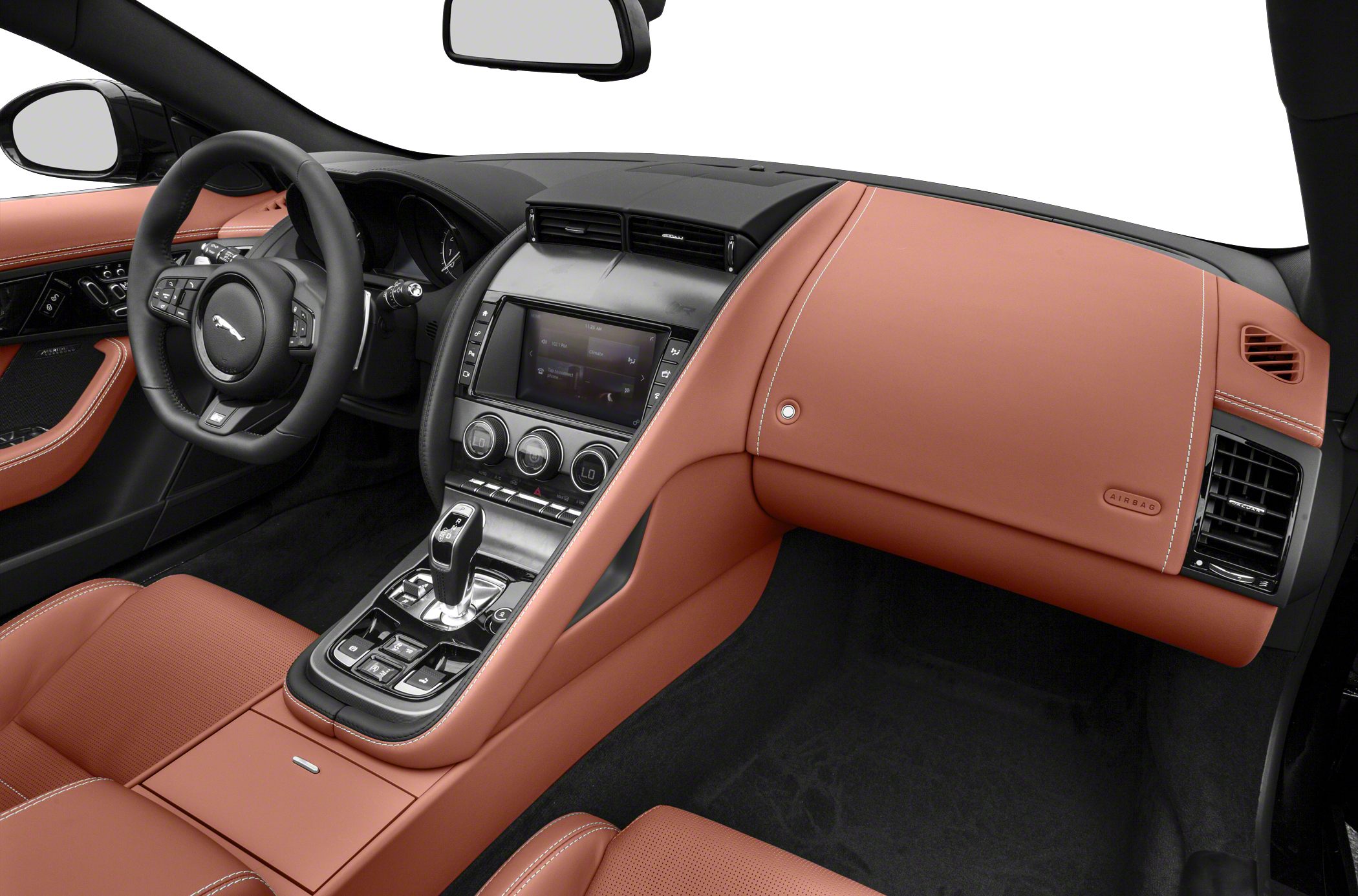 Luxury interior with leather seats and modern dashboard design