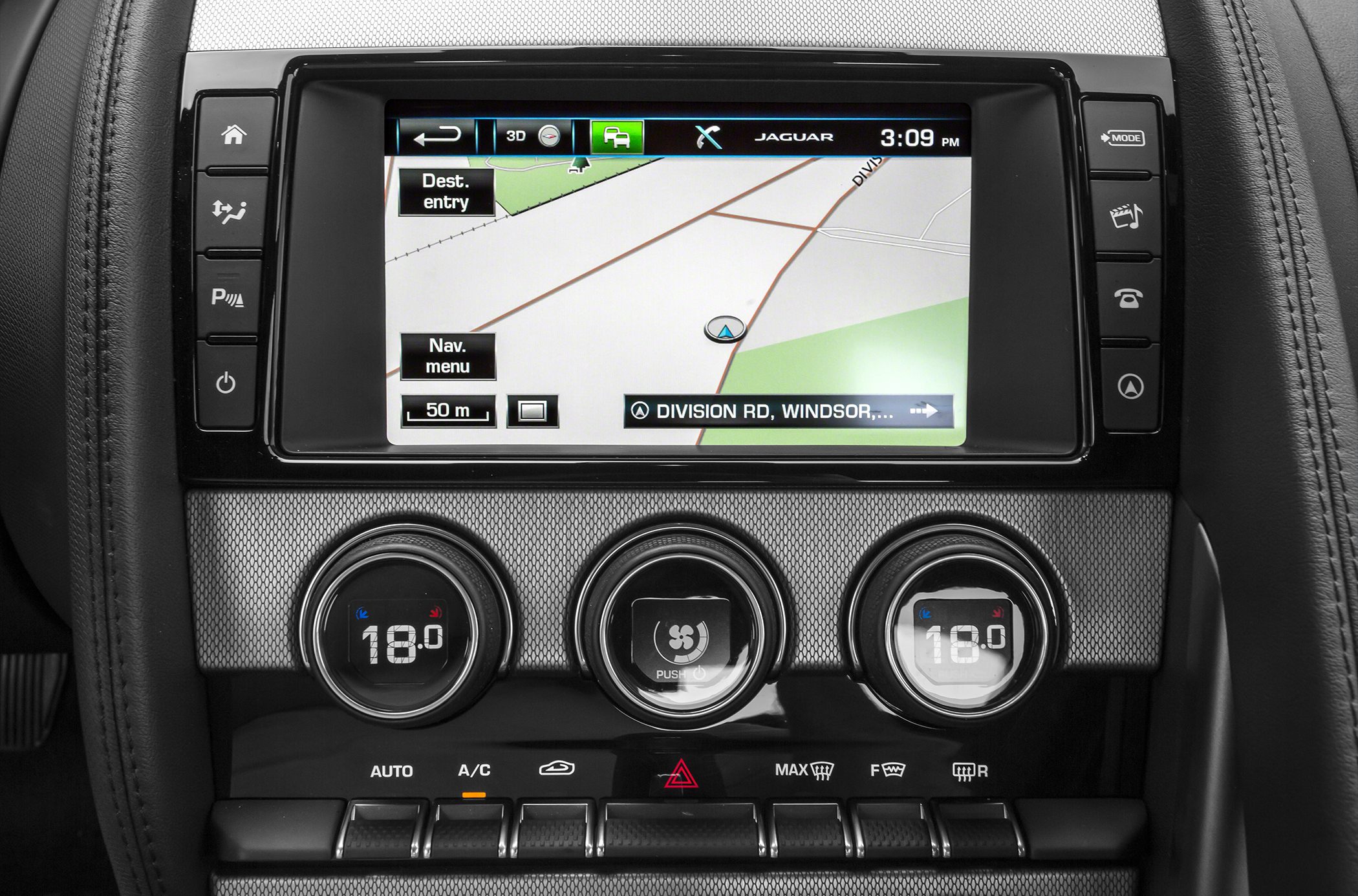 Digital climate control dials and car navigation screen