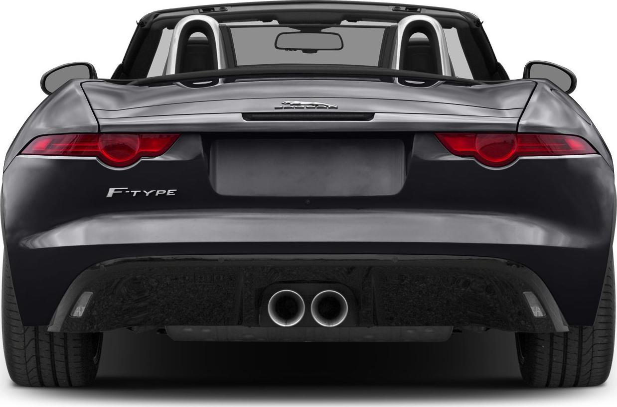 Rear view with distinctive tail lights and dual central exhaust pipes