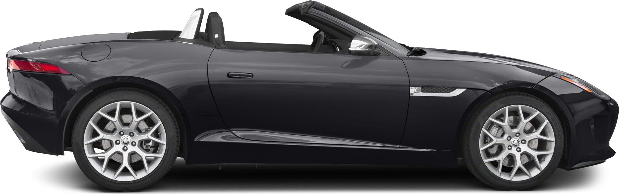 Side profile of a convertible luxury sports car with alloy wheels