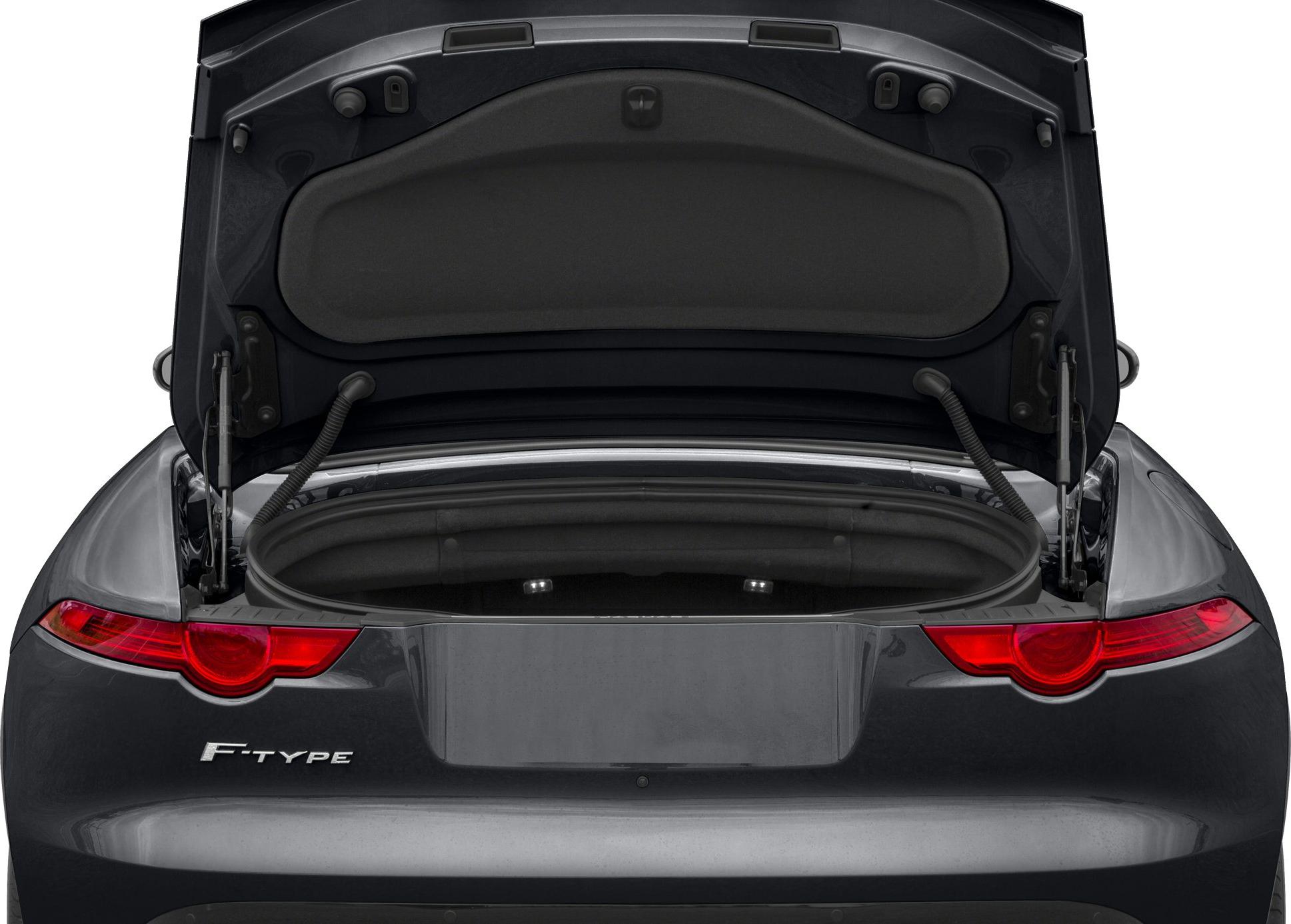 Convertible trunk open with rear taillights and storage space