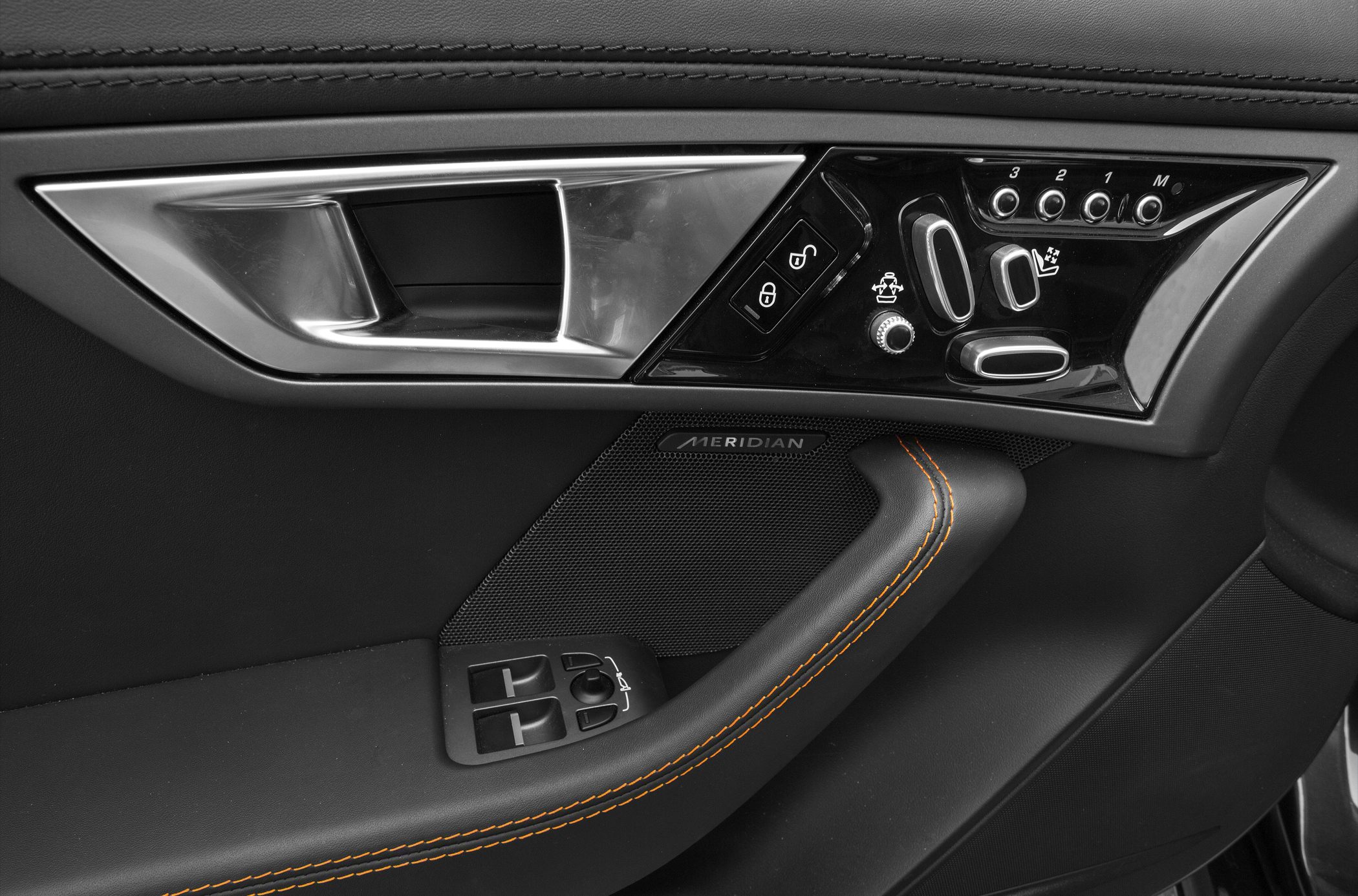 Door panel with controls and Meridian speaker