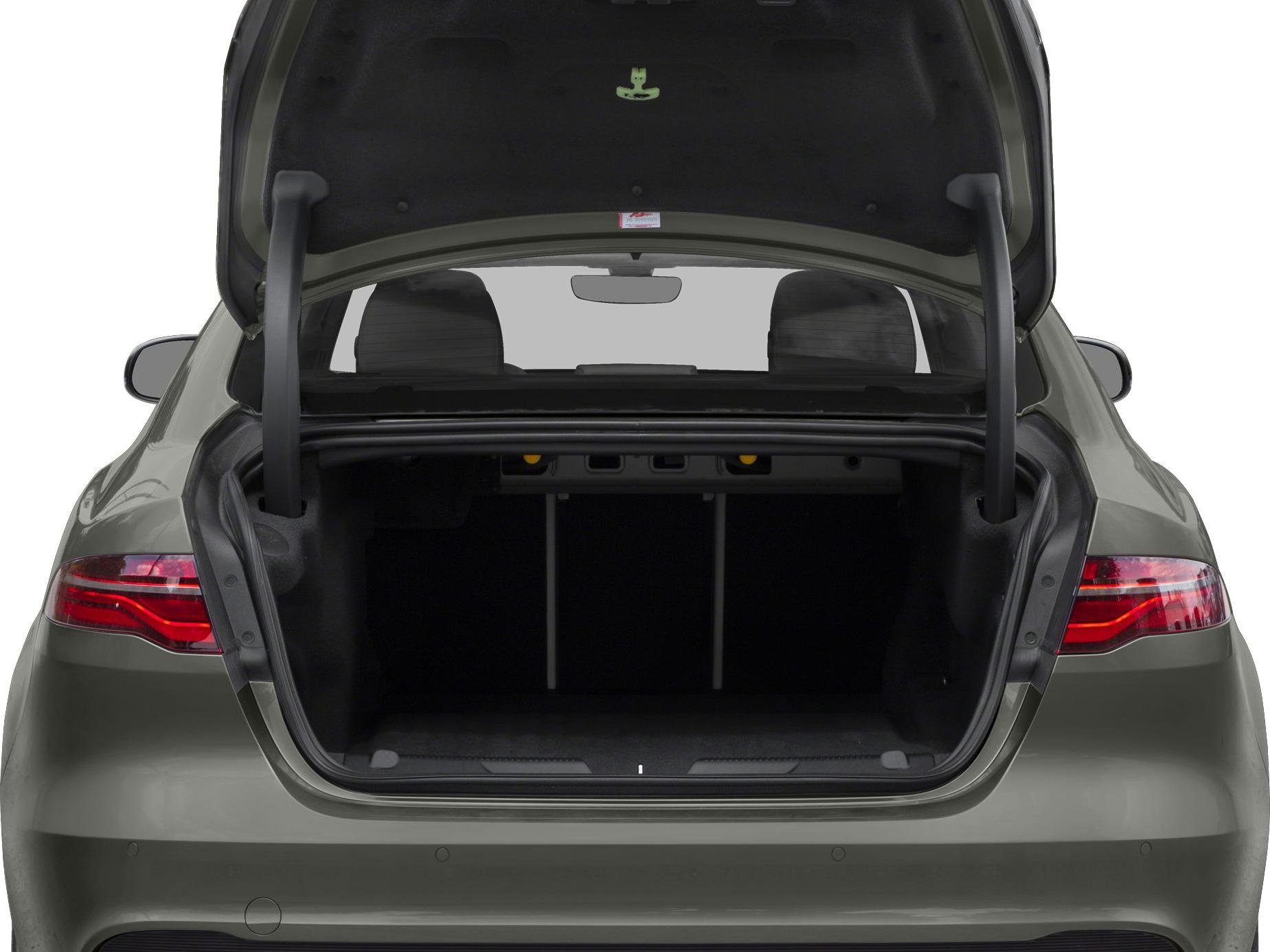 Open trunk space and rear seat access in sedan