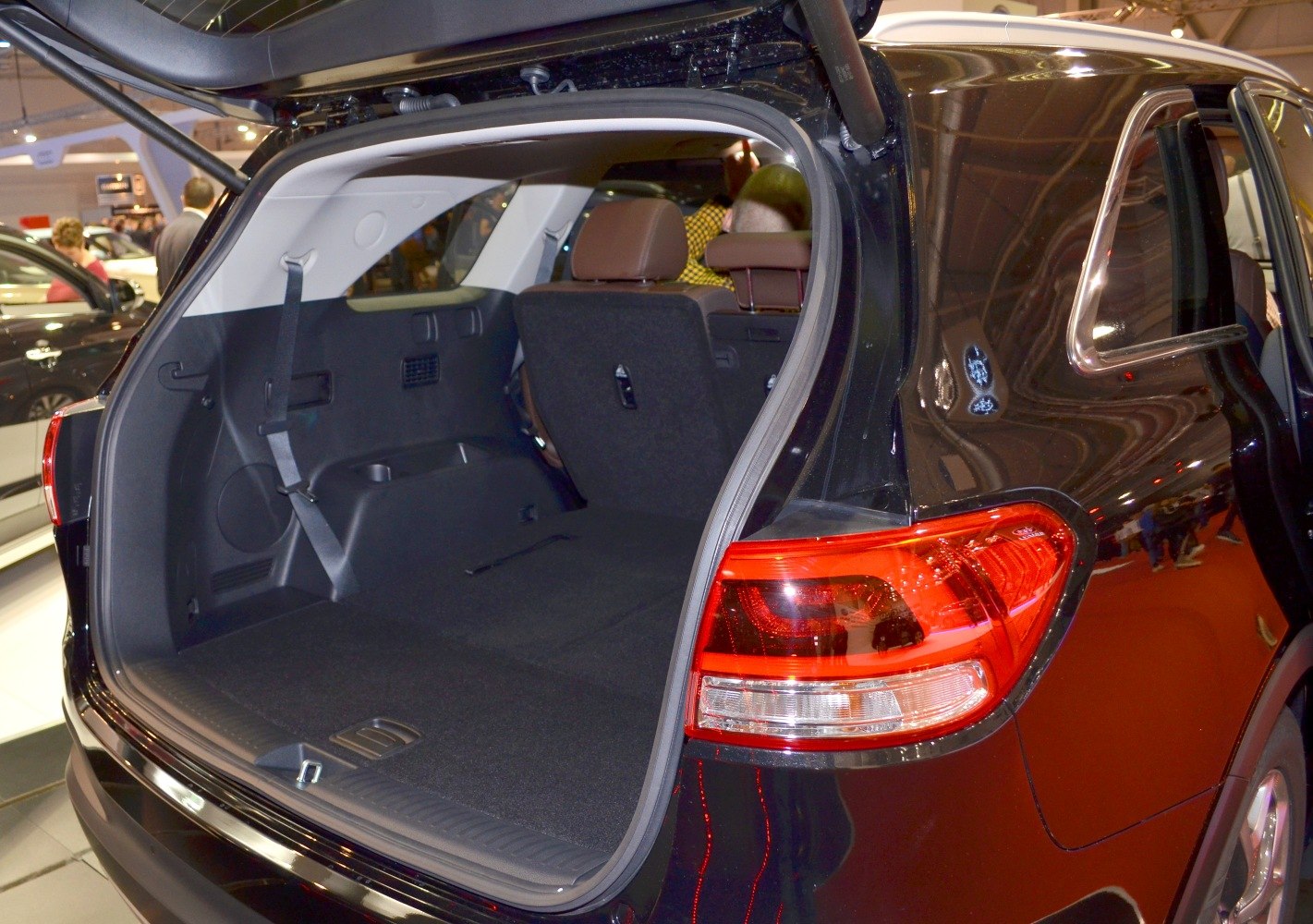 Spacious rear cargo area with foldable back seat in SUV