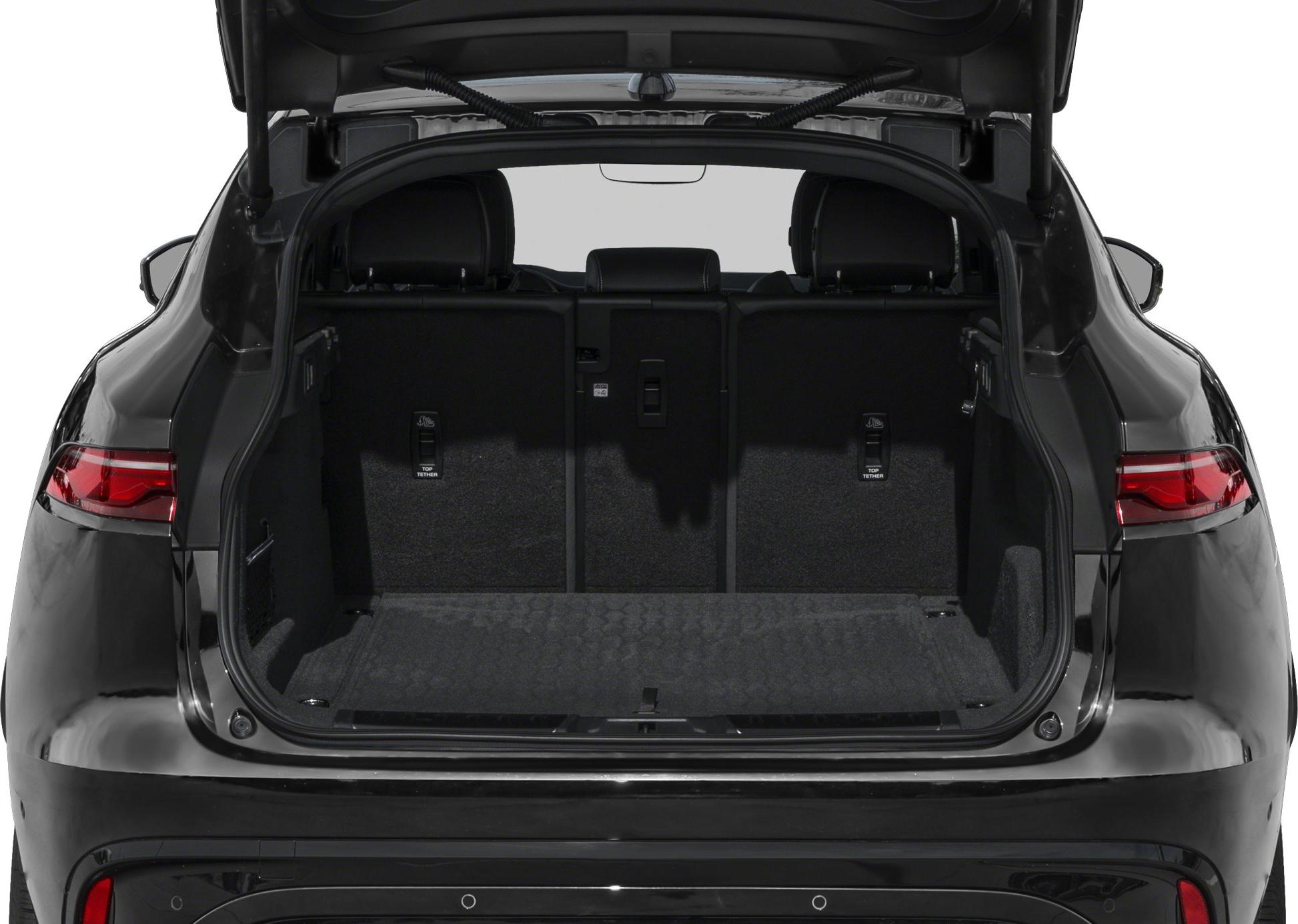 Open spacious trunk and cargo area with rear seatbacks