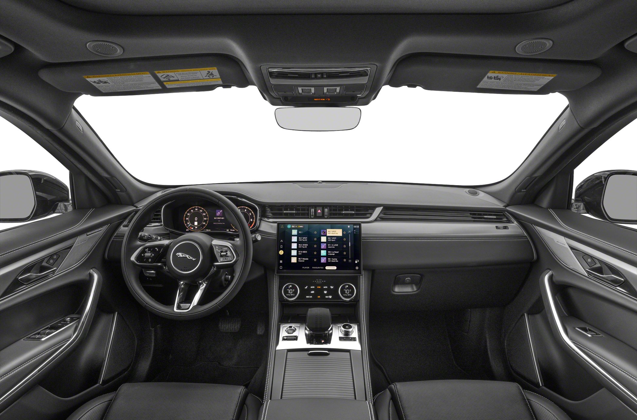 Luxury SUV interior with digital dashboard and central touchscreen