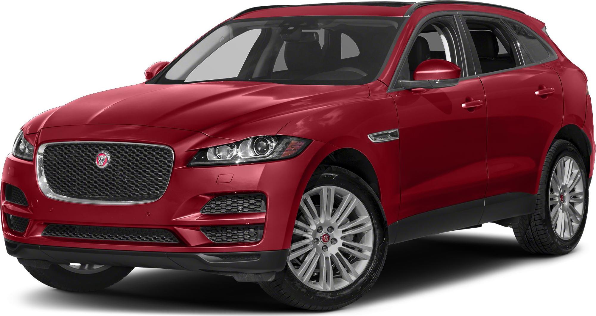Front and side view of red SUV with distinctive grille and alloy wheels