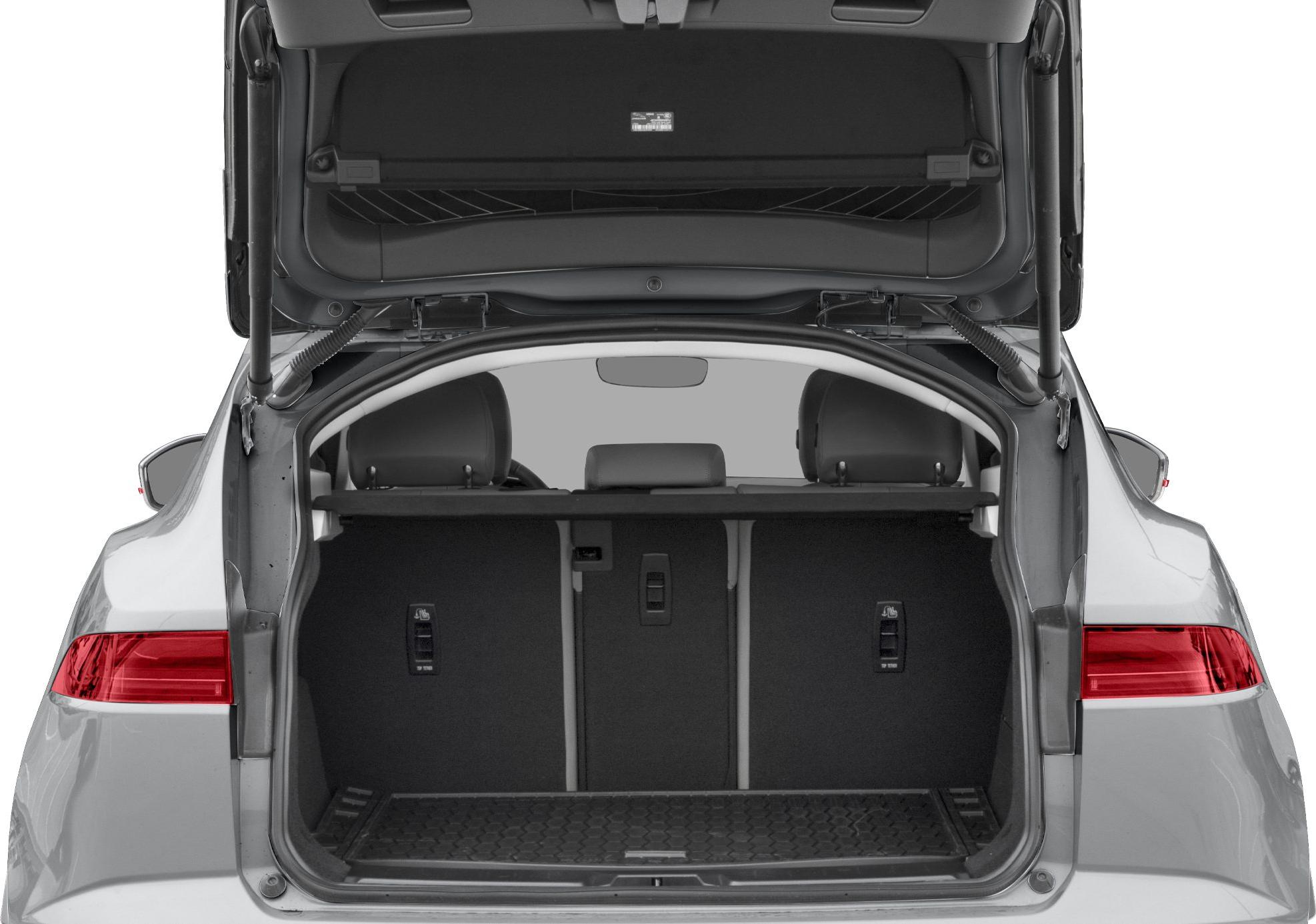 Open SUV trunk with spacious cargo area and rear seats headrests