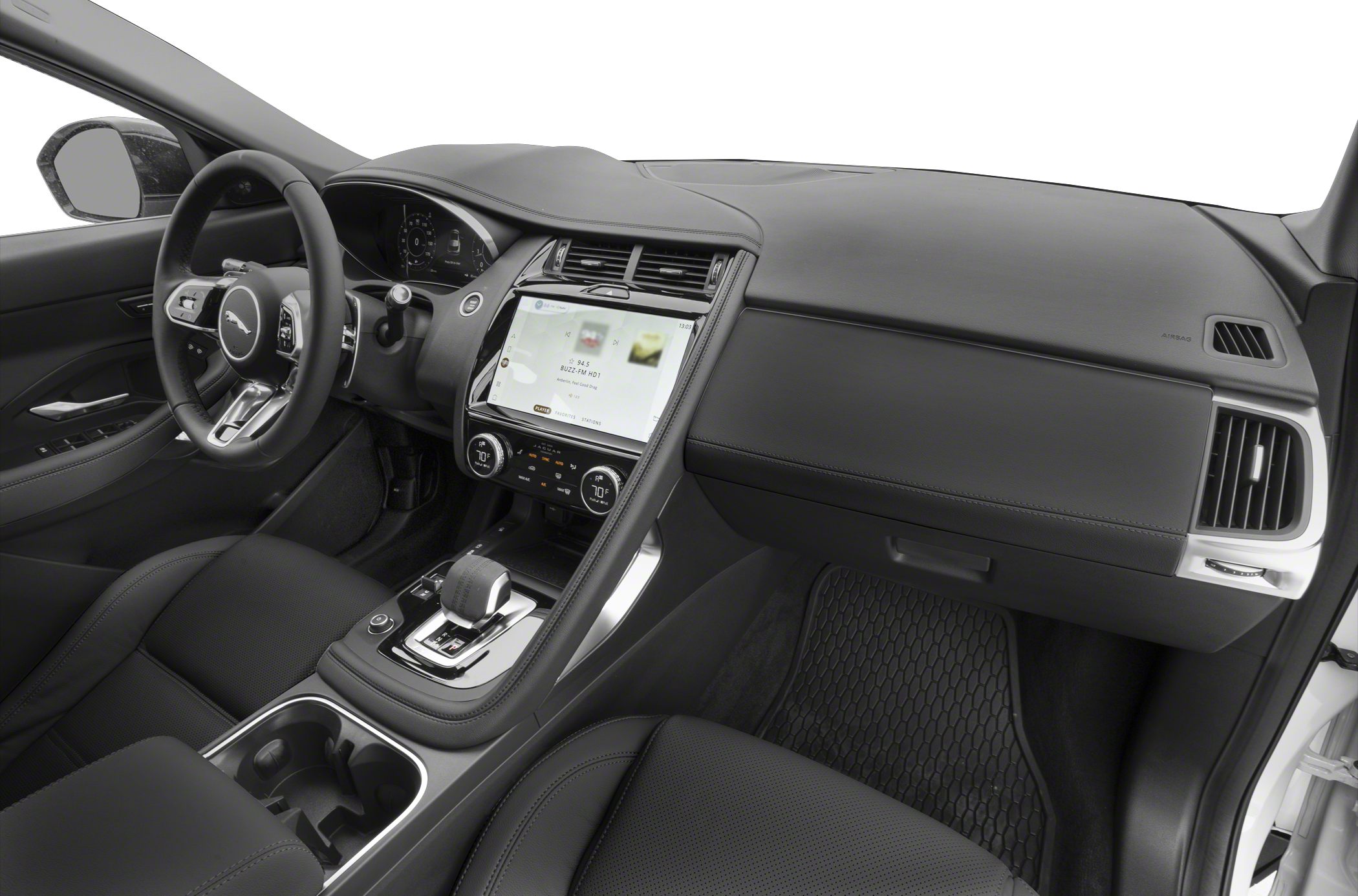 Modern digital dashboard and touchscreen infotainment system inside a luxury vehicle.