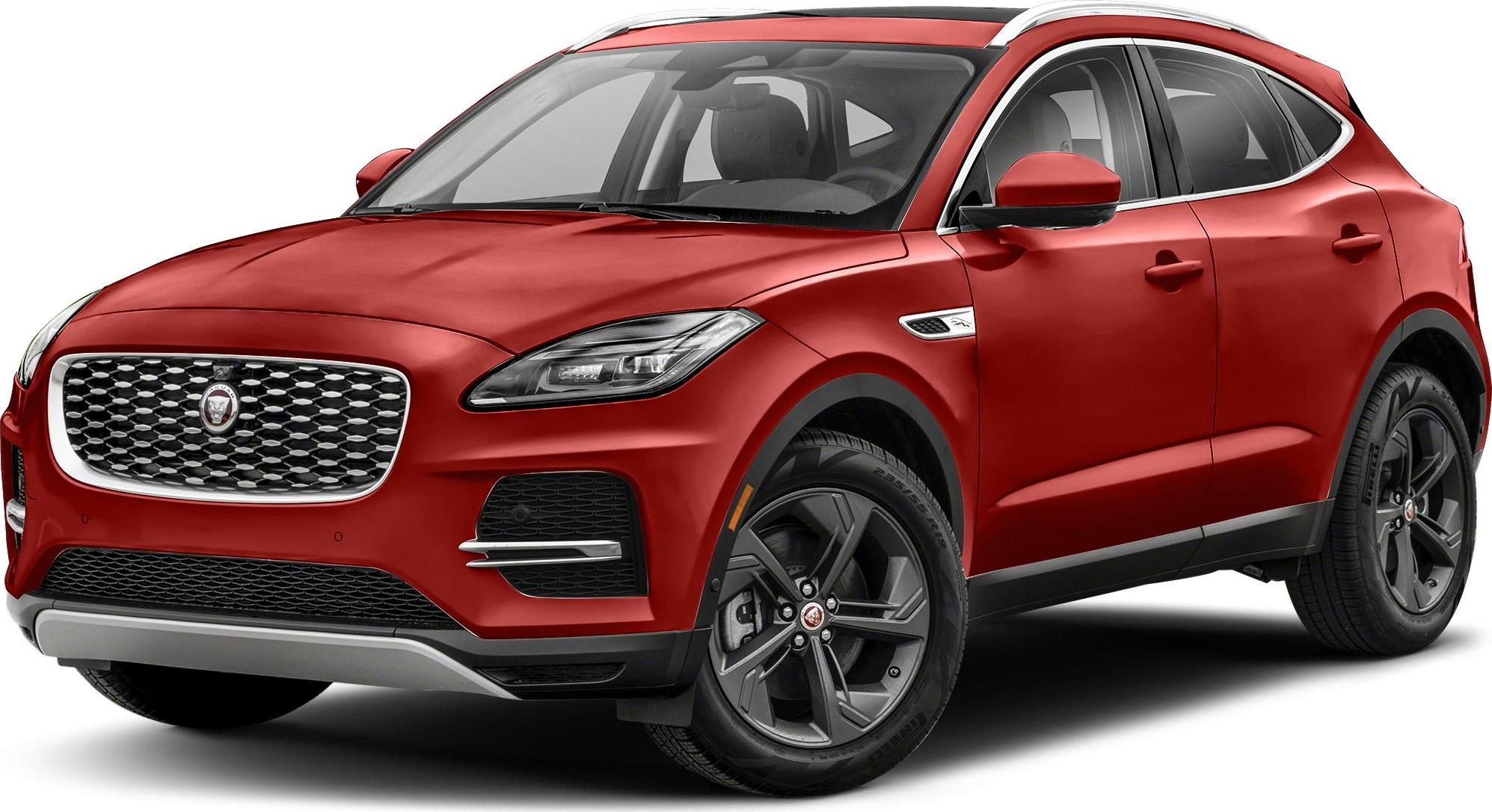 Red SUV with distinct front grille and alloy wheels from side angle