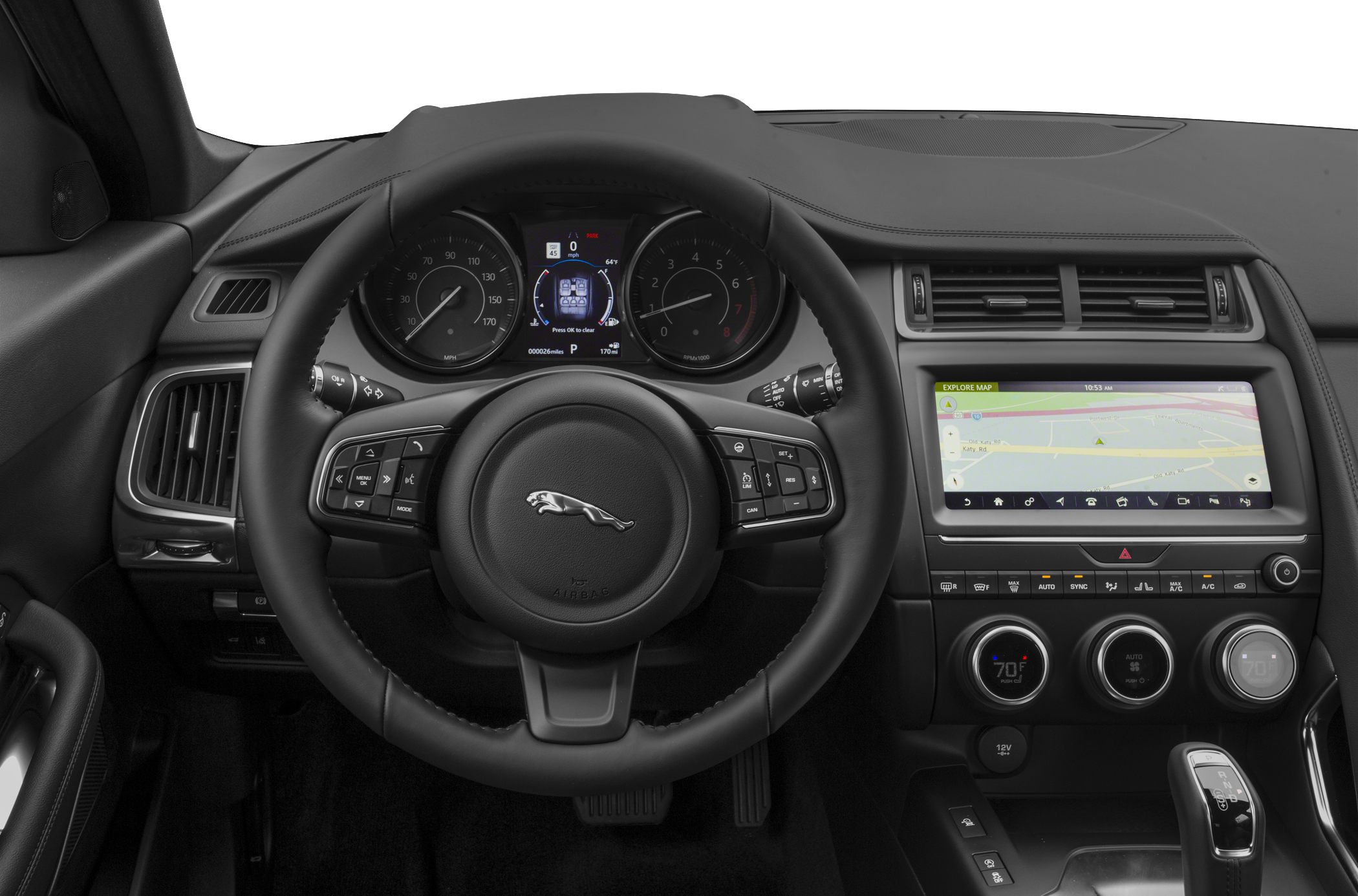 Steering wheel, digital instrument cluster, and infotainment display