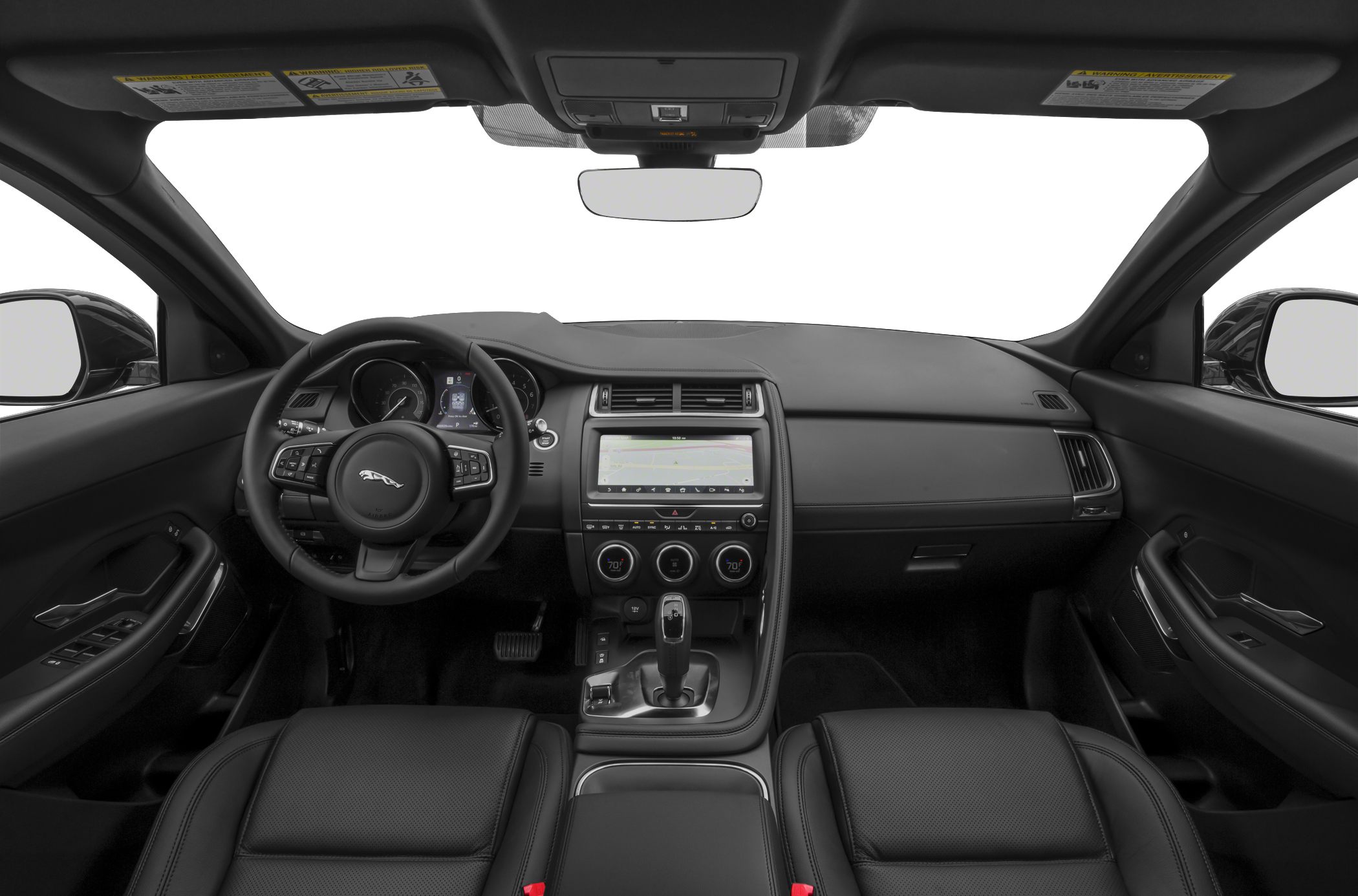 Modern digital dashboard and central touchscreen with steering wheel controls