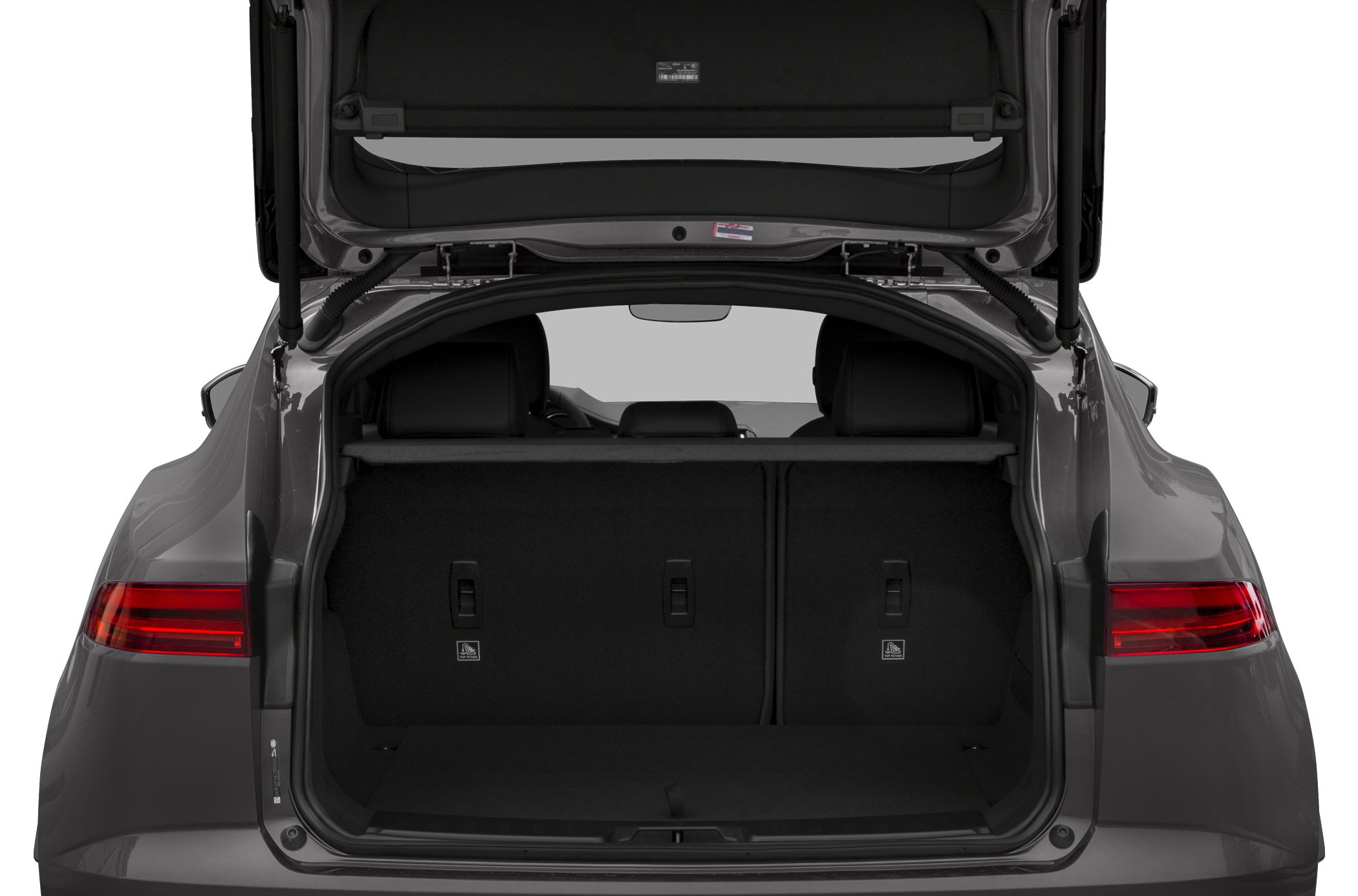 Rear cargo space with open tailgate and split folding seats