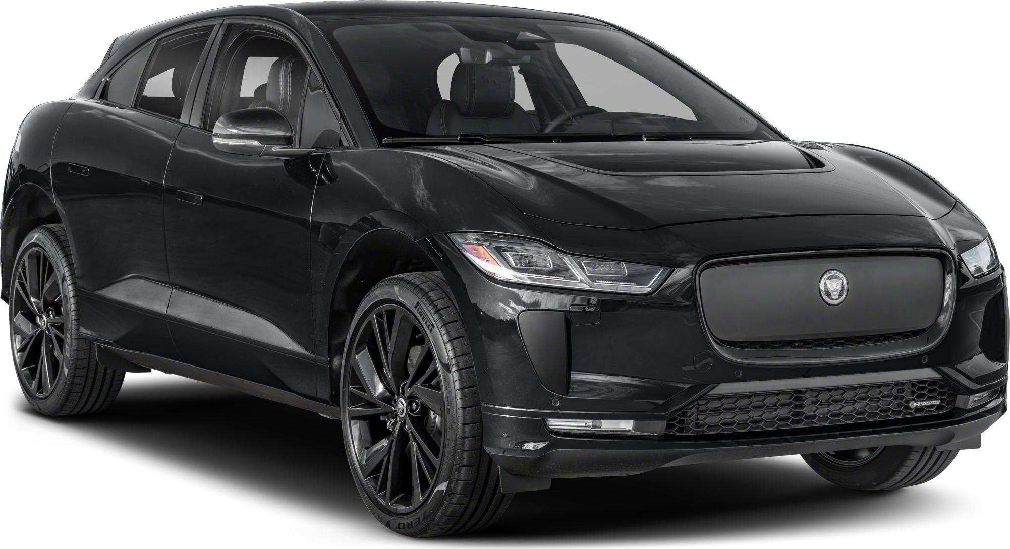 Black electric SUV front side with sleek headlights and aerodynamic design