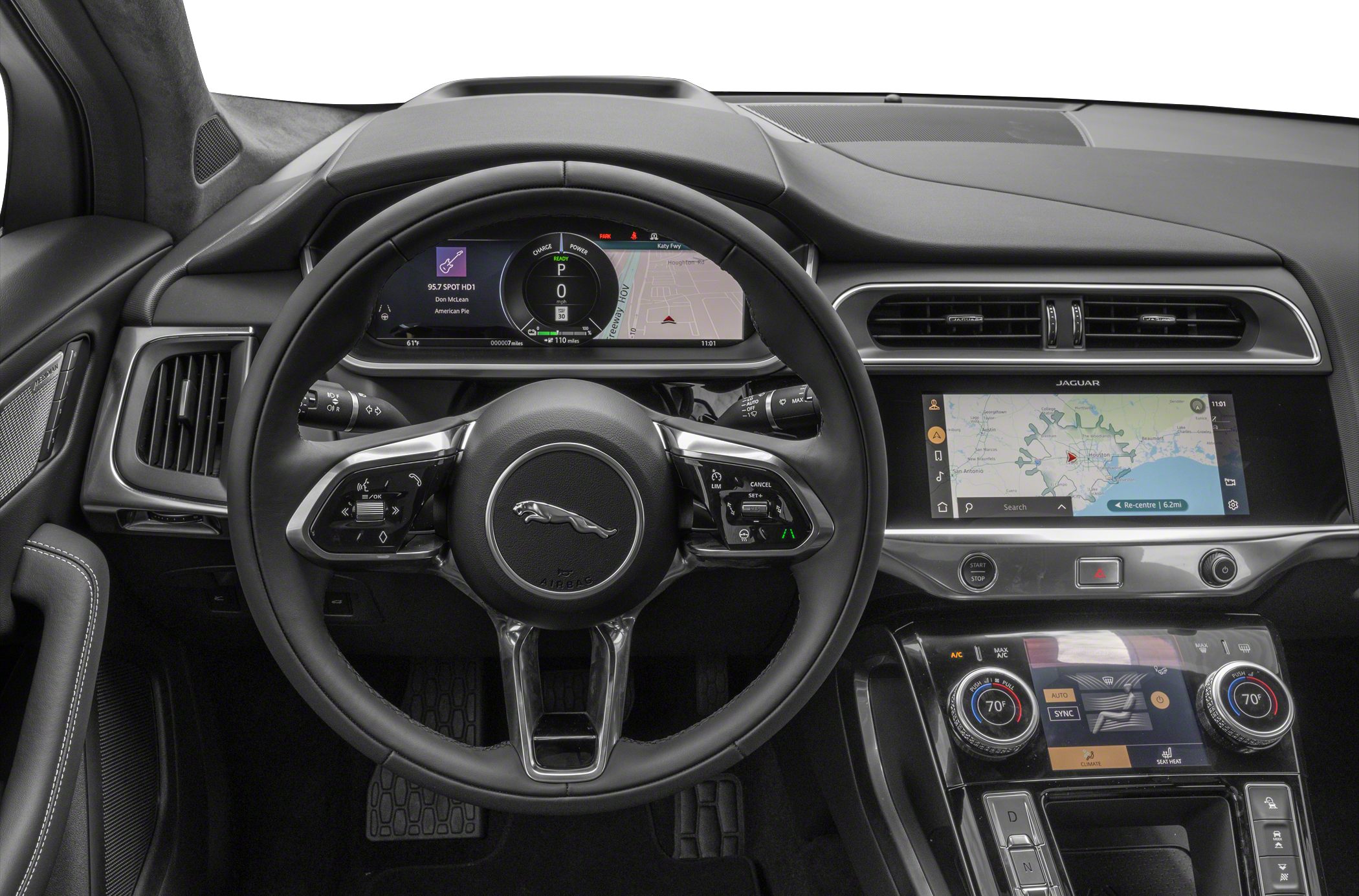 Digital instrument cluster and touchscreen infotainment in luxury SUV interior