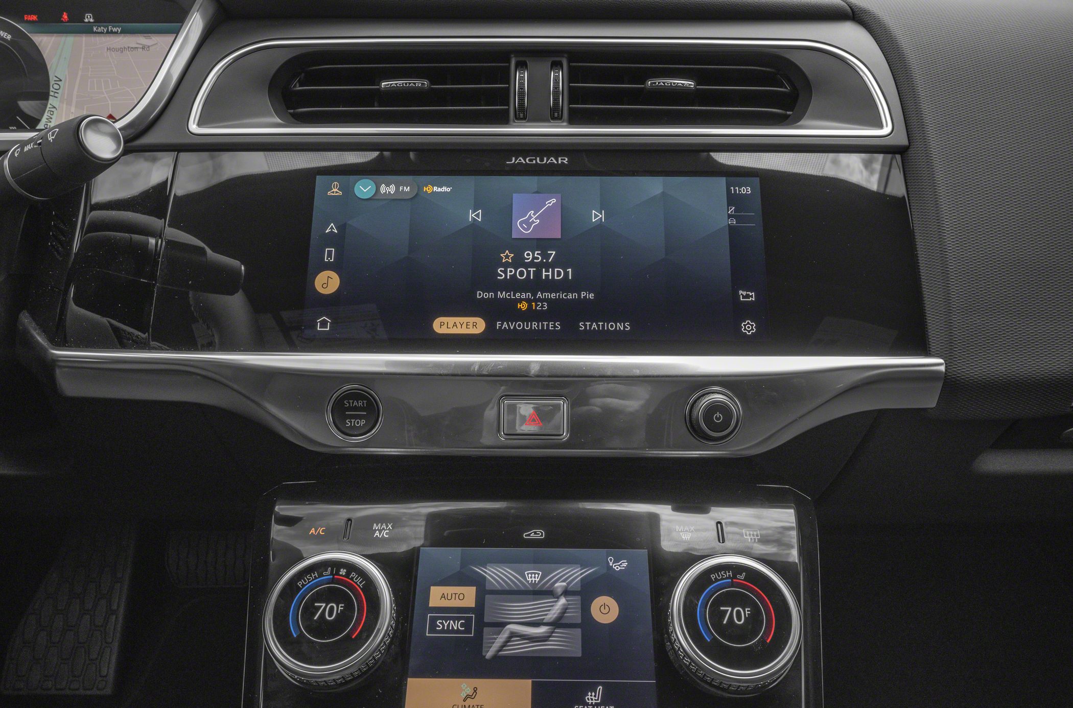 Digital touchscreen infotainment and dual-zone climate control knobs