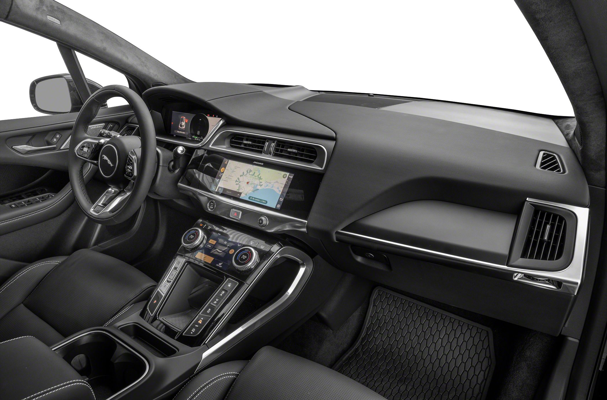 Dual digital displays and ergonomic controls in modern luxury interior