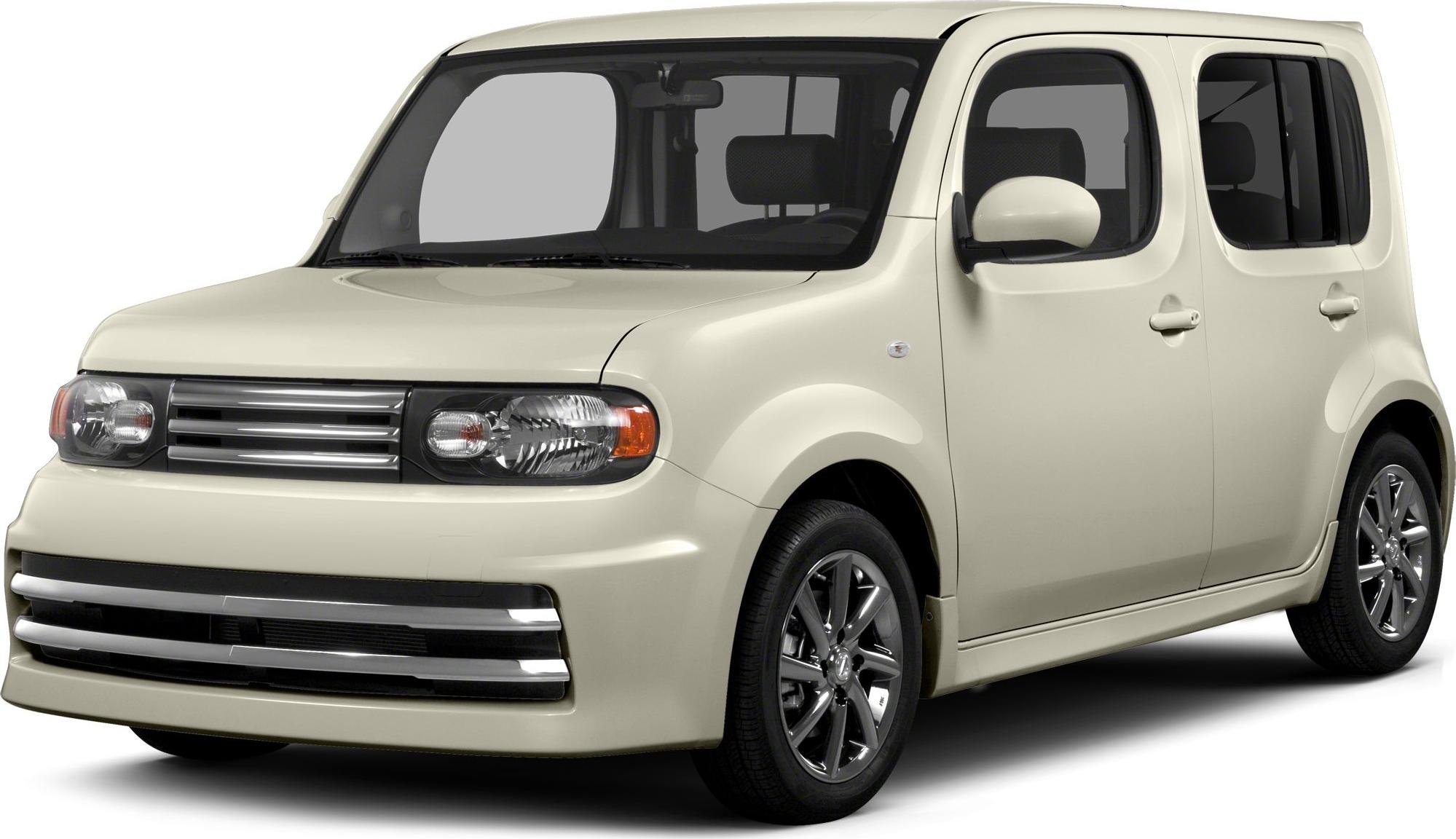 Boxy beige compact vehicle with unique grille and rounded headlights