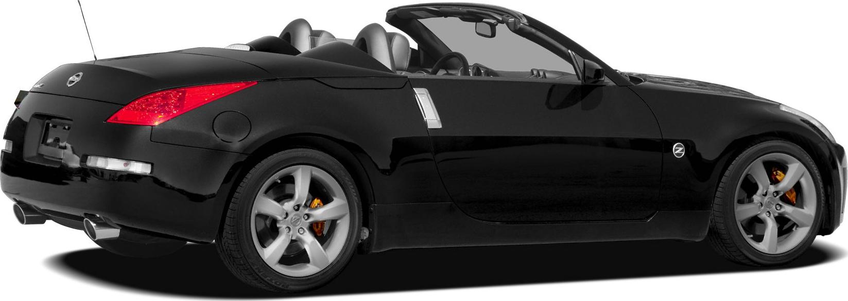 Black convertible sports car with alloy wheels and dual exhaust