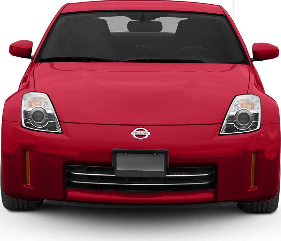 Front view with headlights and grille of a sporty coupe