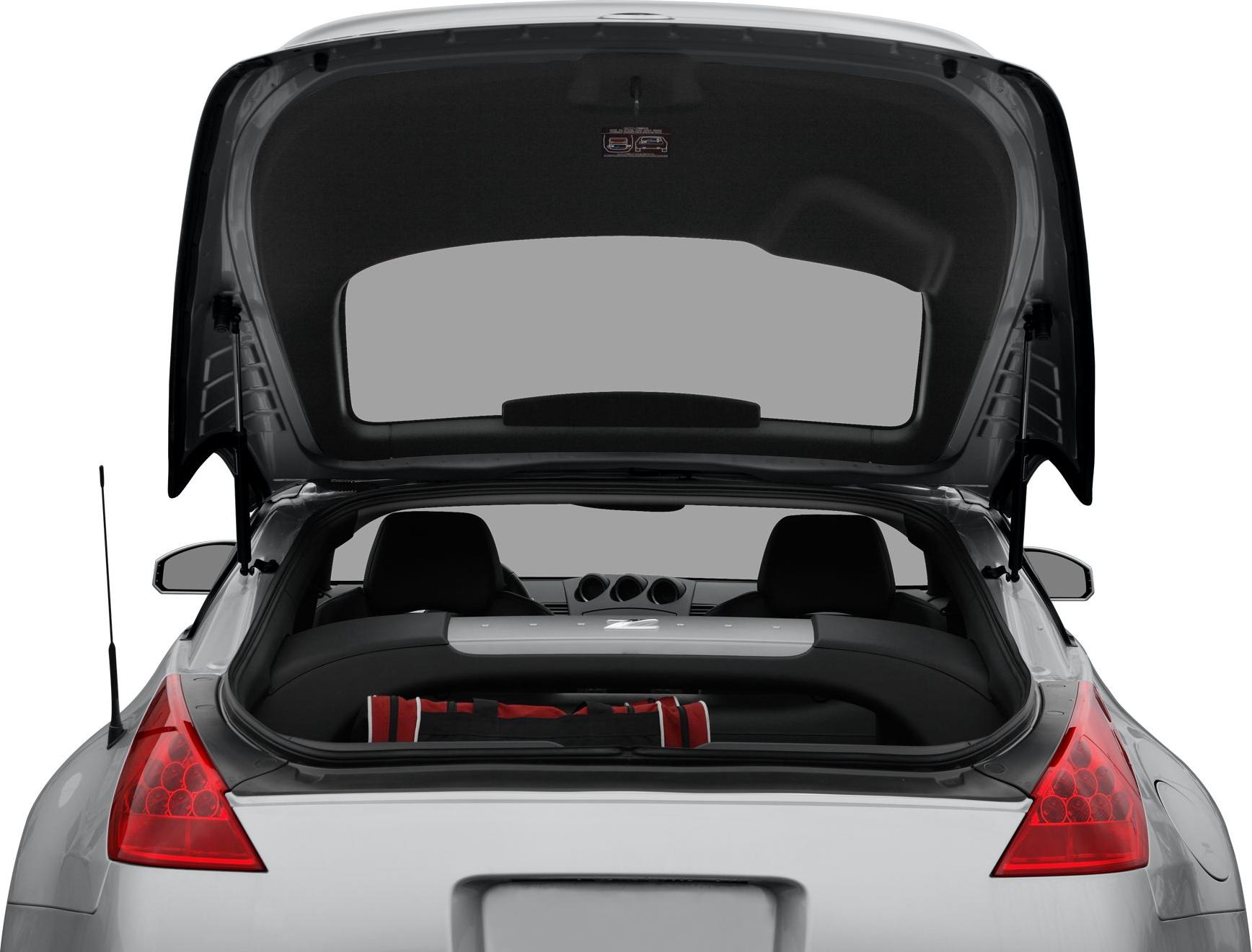 Rear hatchback trunk open with cargo space and visible interior