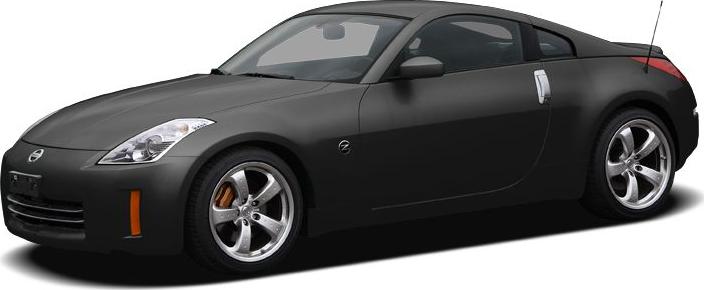 Matte black coupe with alloy wheels and tinted windows