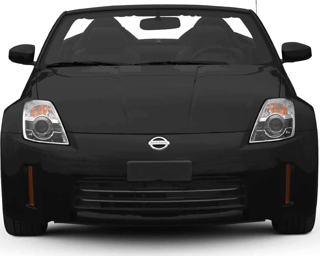 Front view of a convertible with distinctive headlights and grille