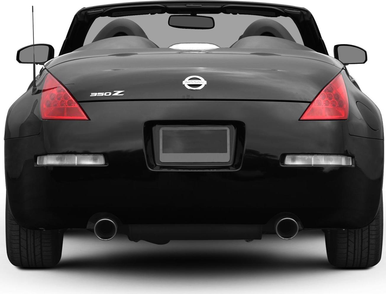 Rear view of a convertible with distinctive taillights and dual exhaust tips