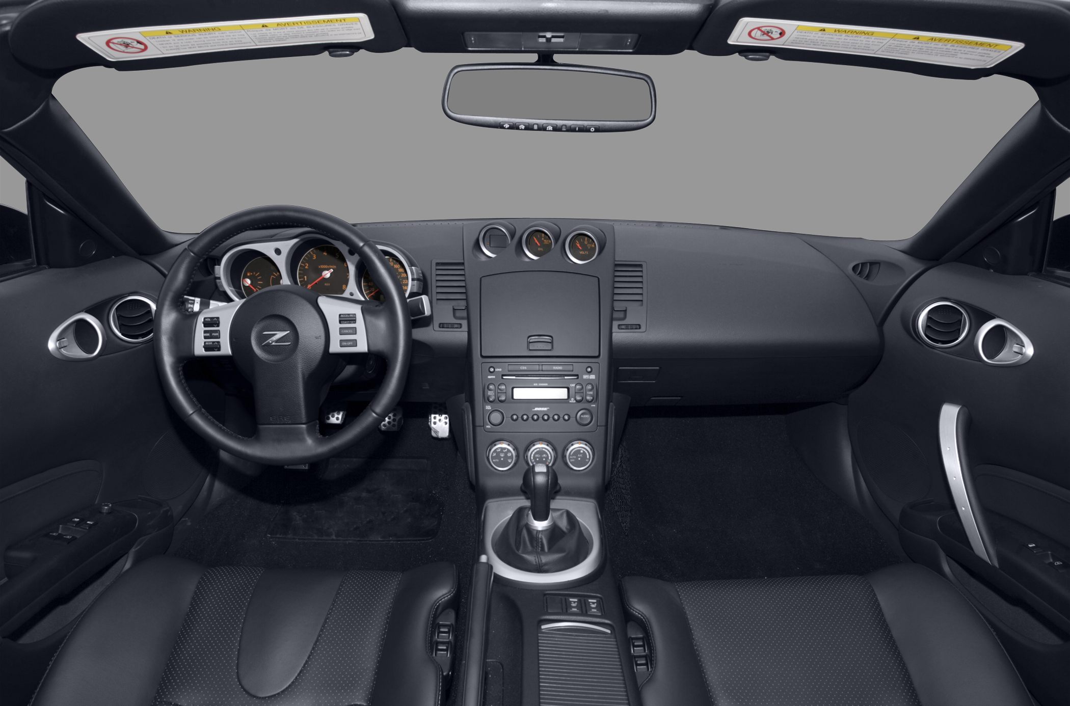 Dashboard and steering wheel with manual transmission interior