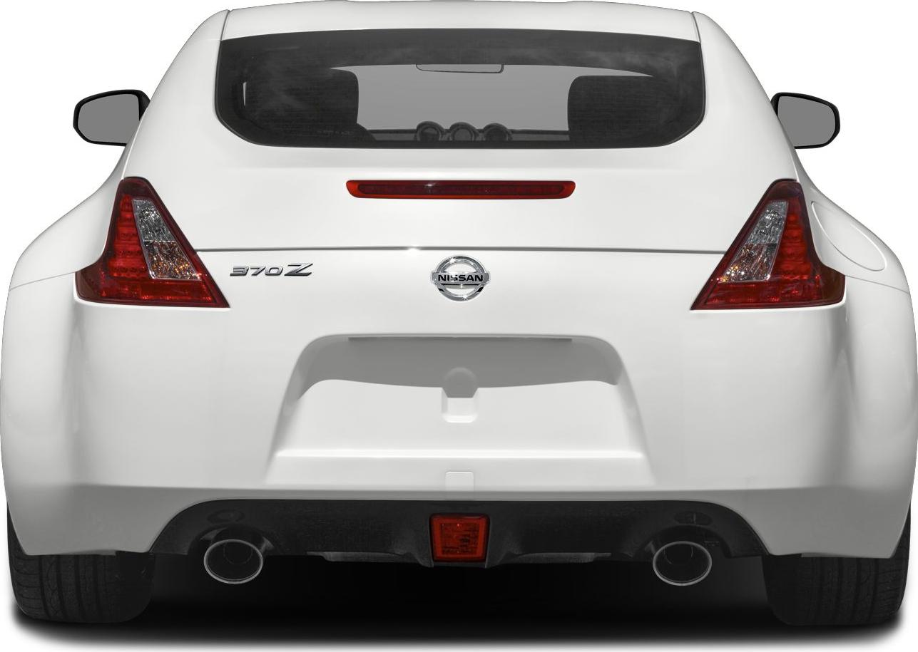 Rear view of a sporty coupe with dual exhaust and distinctive taillights
