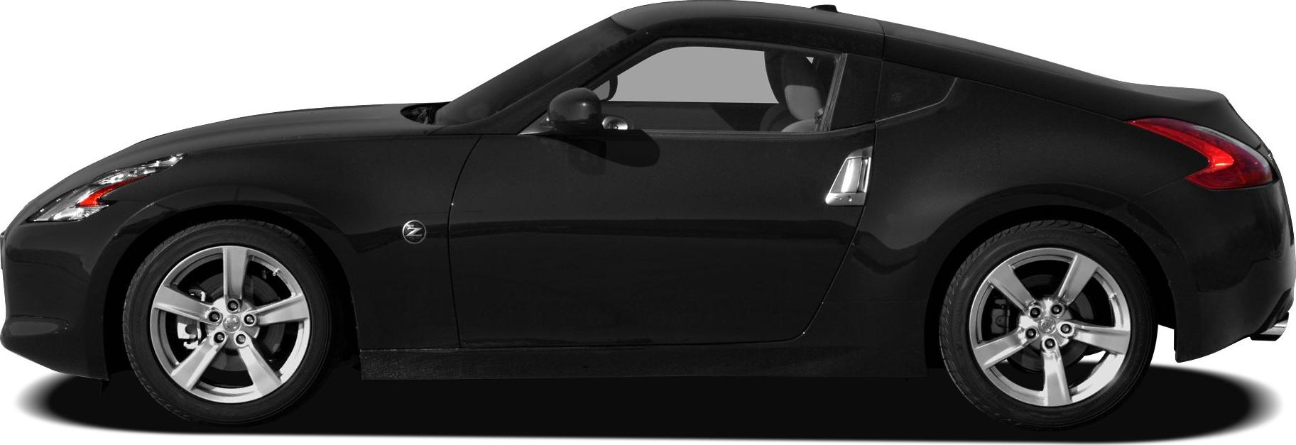Side profile of sleek black sports coupe with alloy wheels