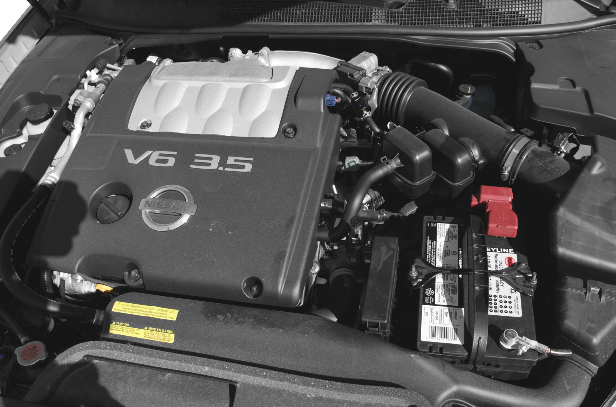 V6 3.5 engine bay with battery and air intake components