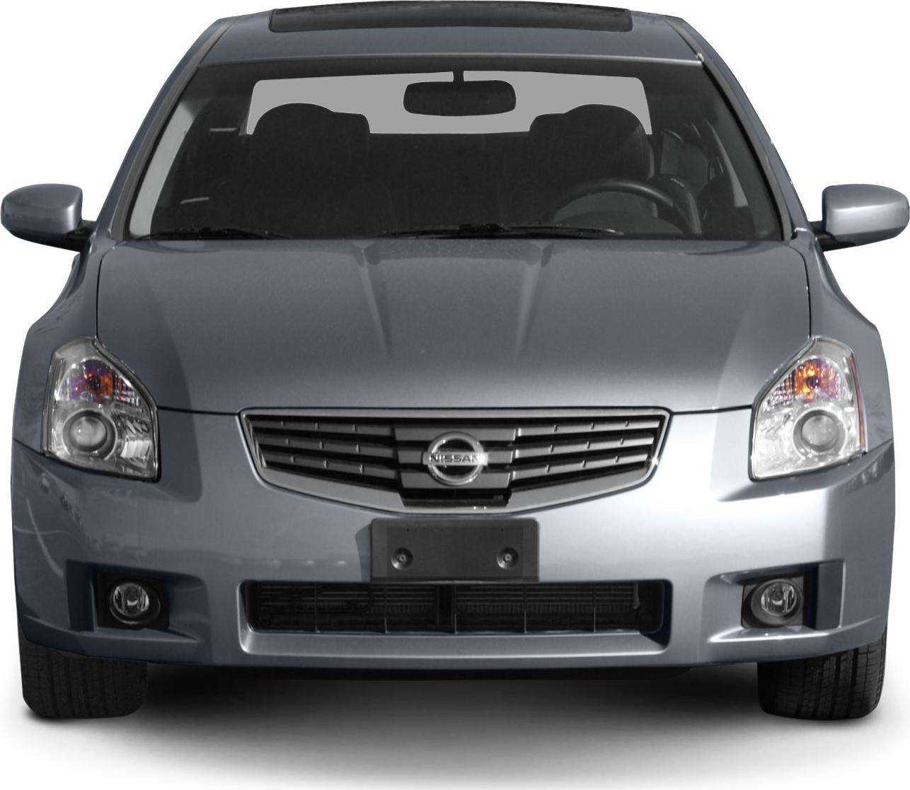 Front view with headlights, grille, bumper, and fog lights