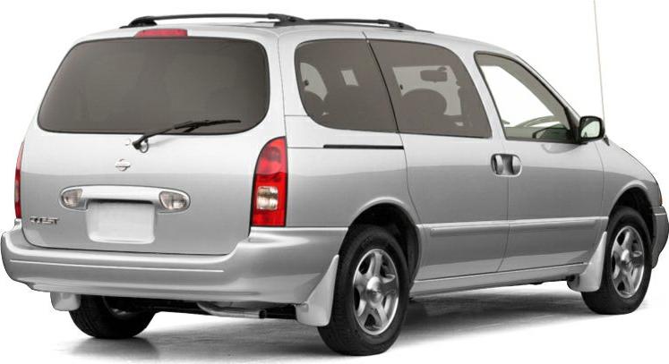 Minivan rear and side view with sliding door and alloy wheels