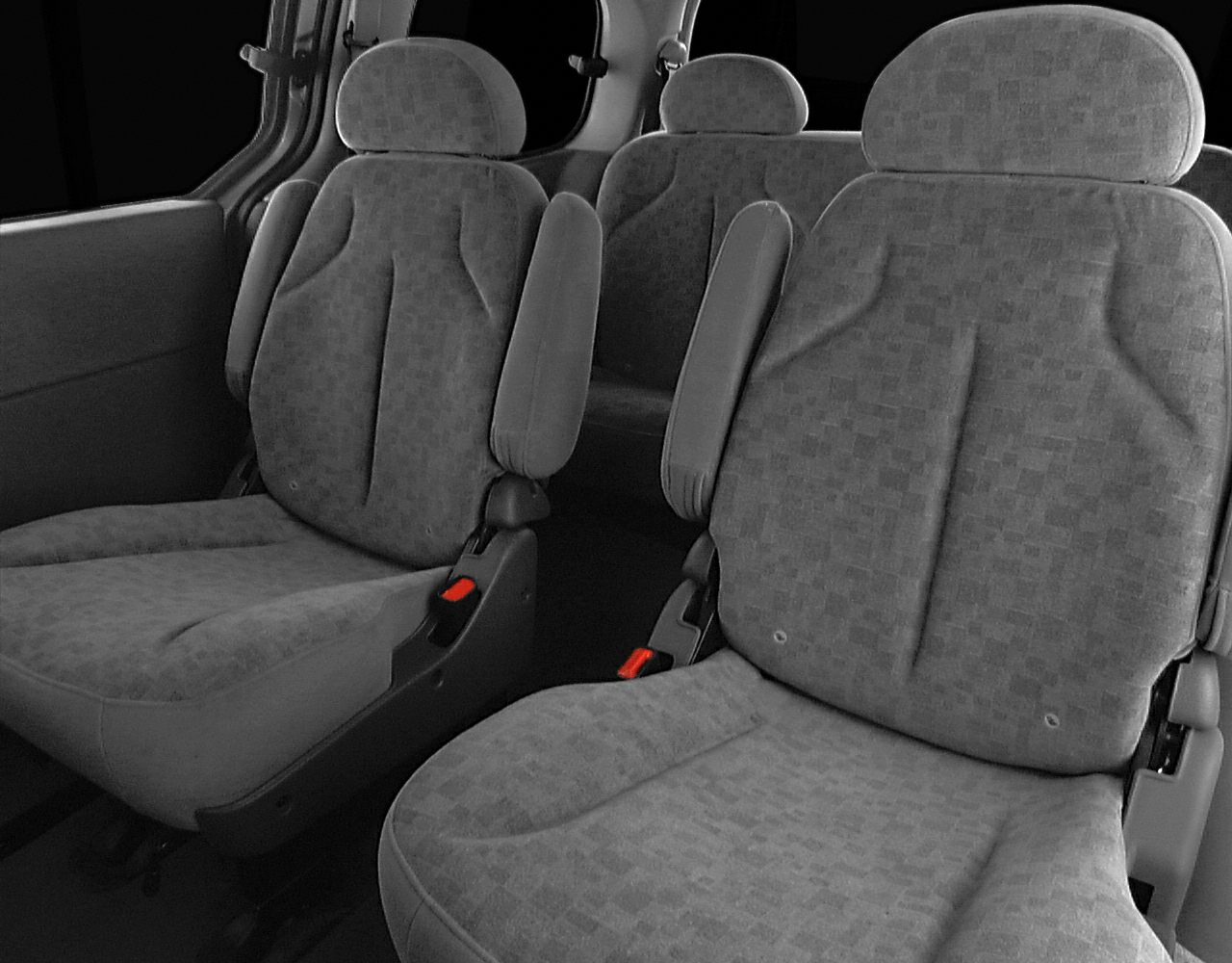 Cloth upholstered minivan seats with armrests