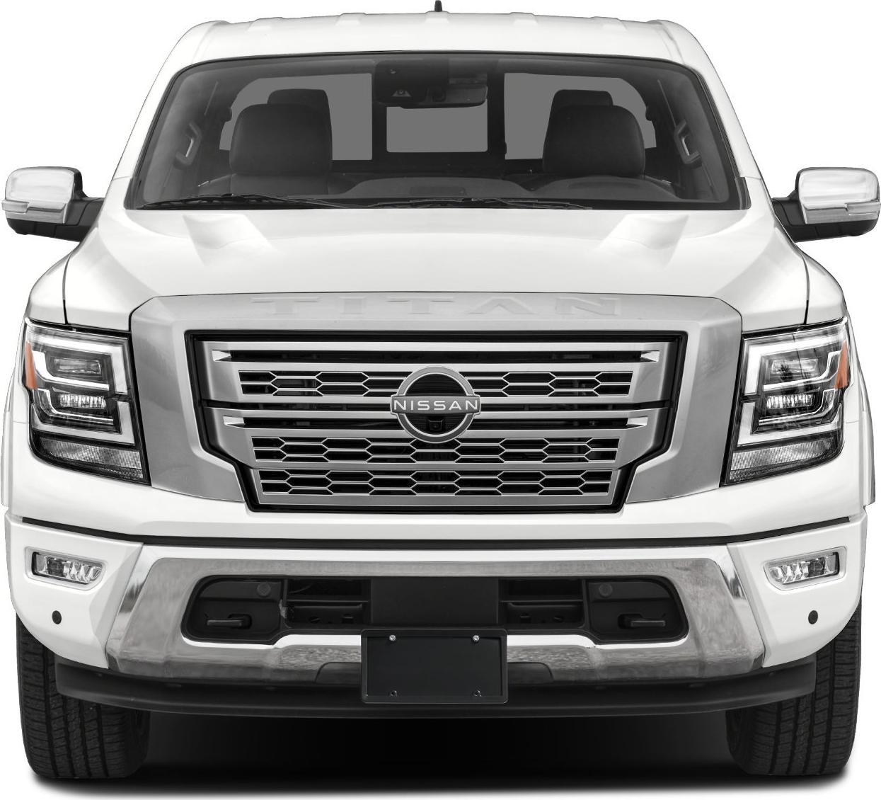 Front grille and LED headlights of a large pickup truck
