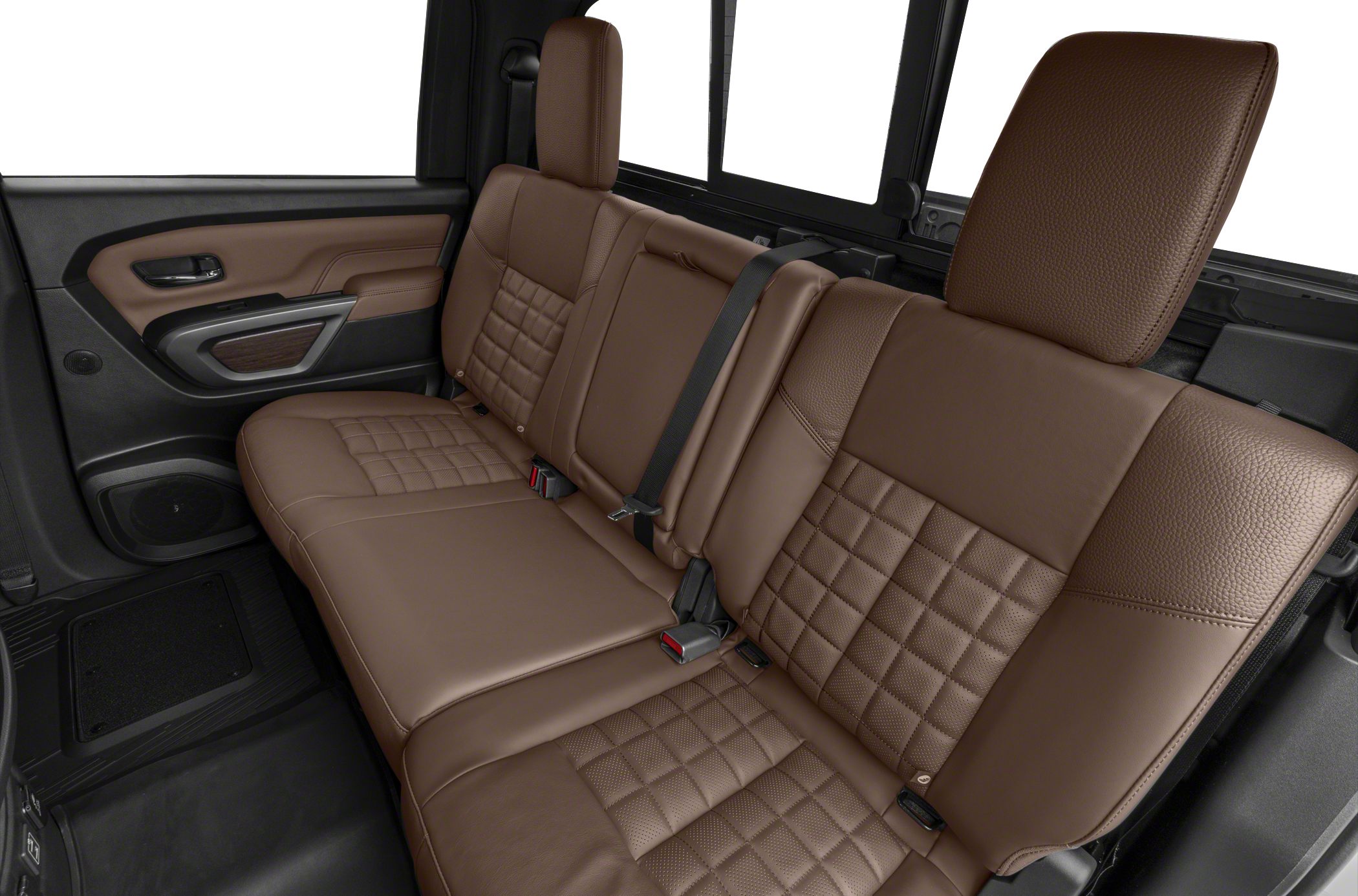 Brown quilted leather rear seats and interior door panel