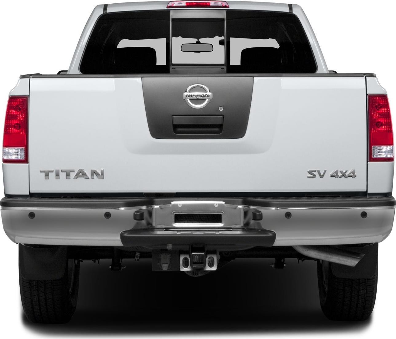 Rear view of pickup tailgate with towing hitch and SV 4x4 badge
