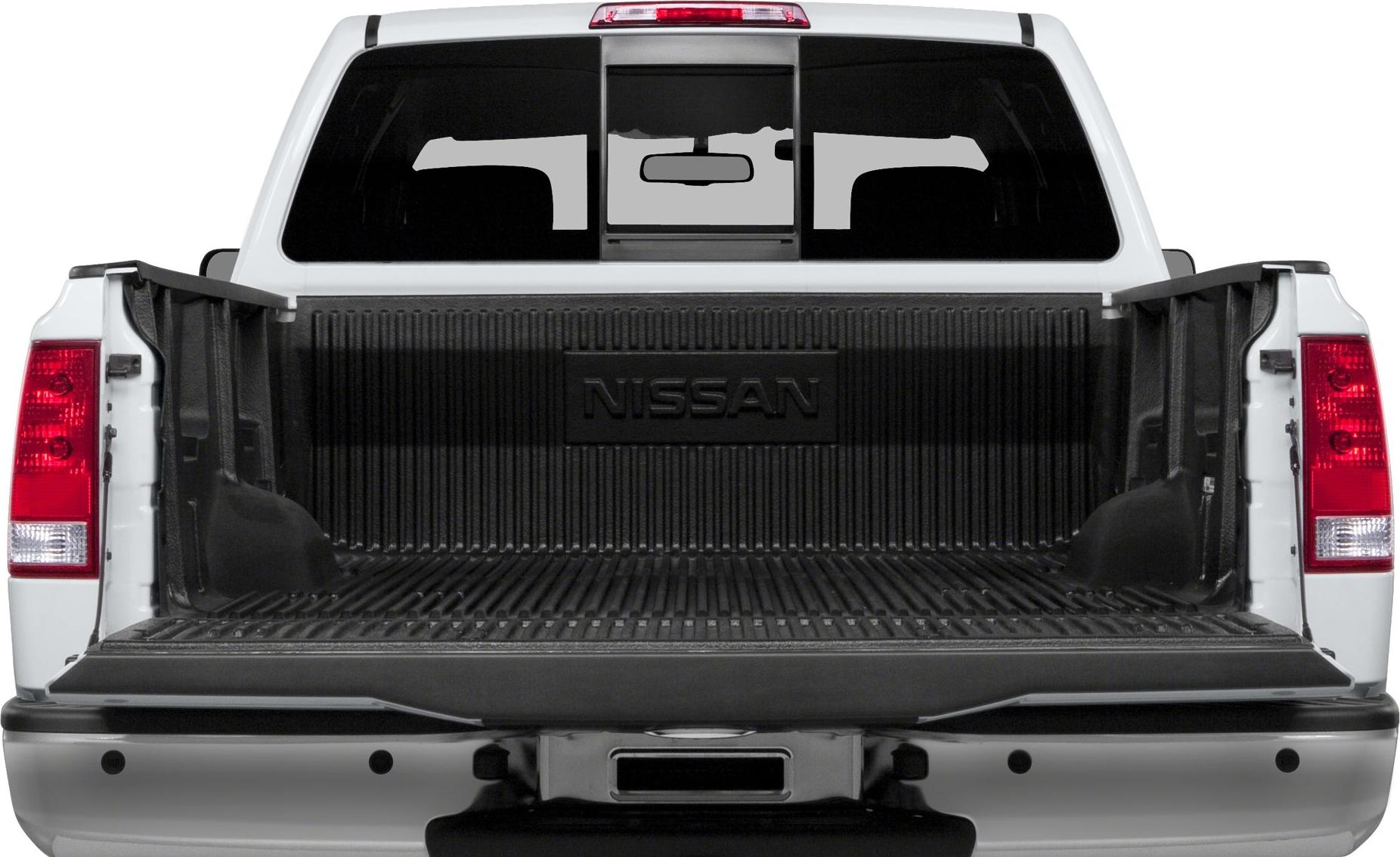 Open truck bed with protective liner and tailgate