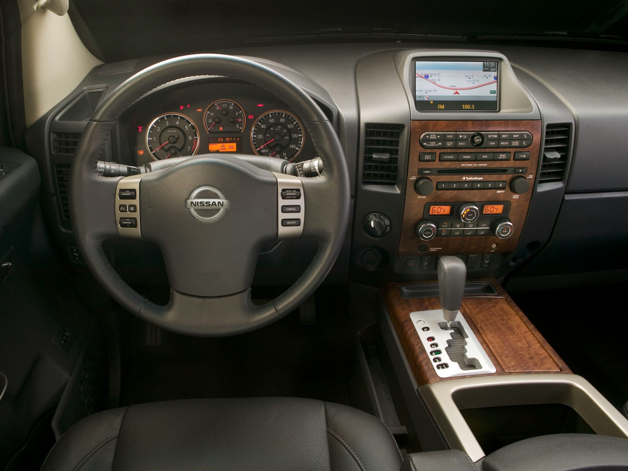 Dashboard, steering wheel, center console with navigation and climate control