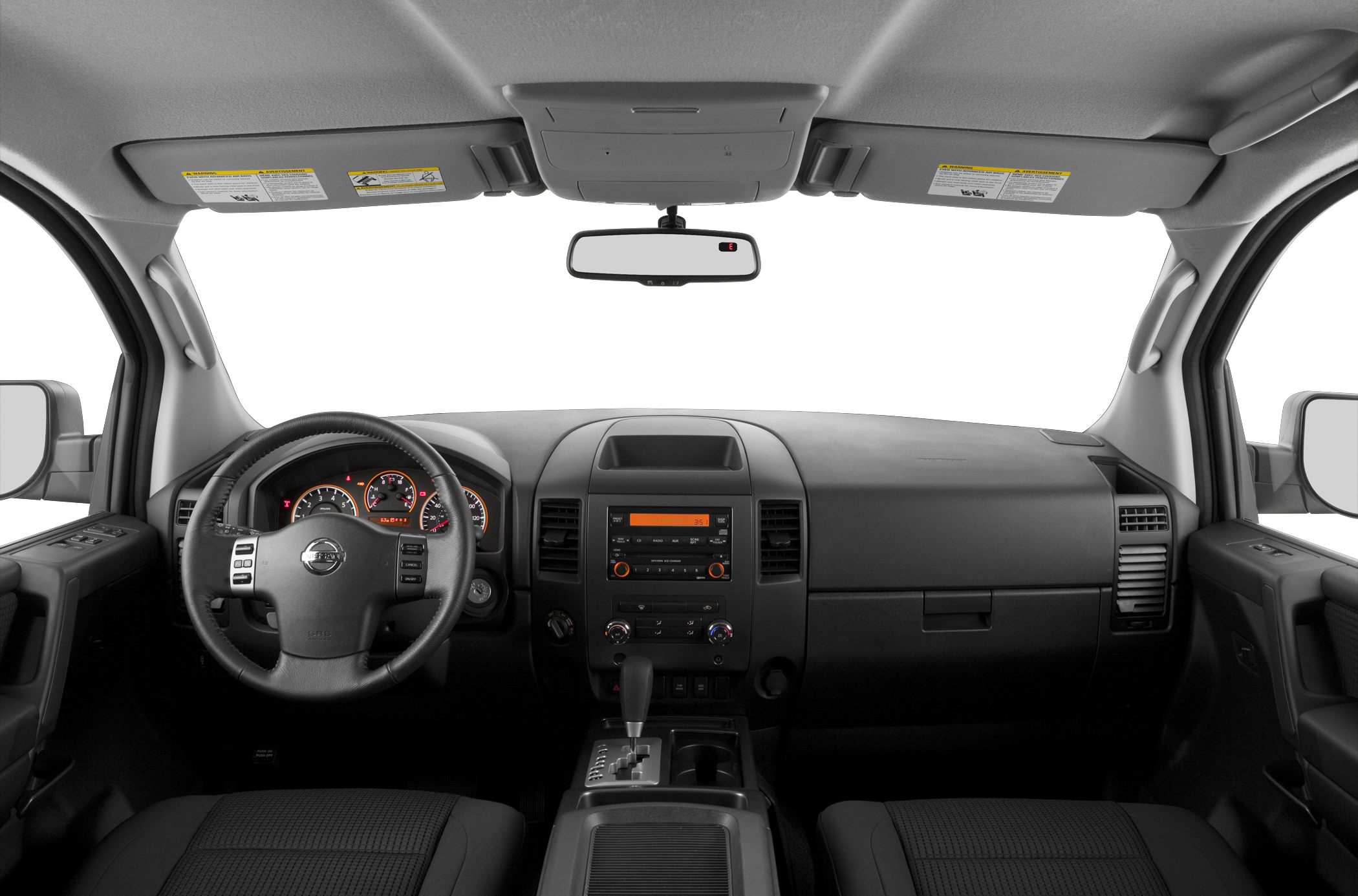 Dashboard, steering wheel, center console interior view